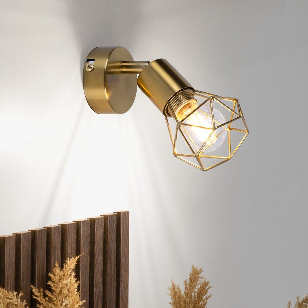Globo Wandleuchte, Leuchtmittel nicht inklusive, Wandlampe Wohnzimmerleuchte Metall Gold Spot beweglich H 13,5 cm