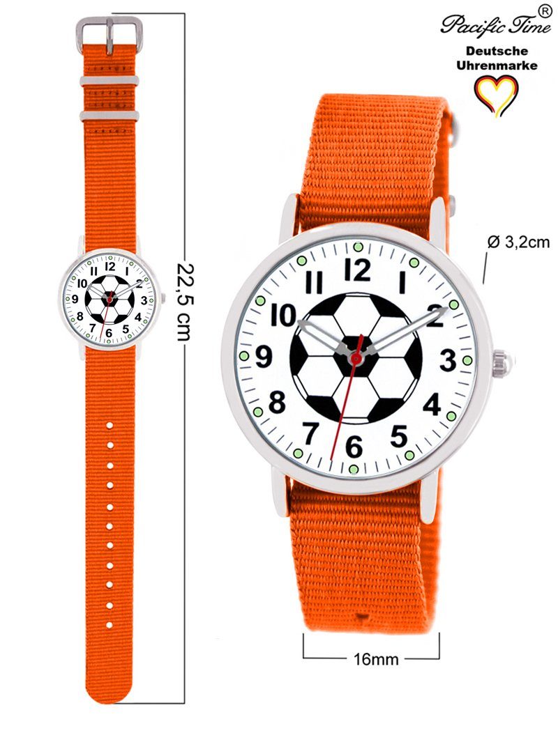 Quarzuhr - Fußball orange Gratis Wechselarmband, Armbanduhr Match Design Time Mix Versand Kinder und Pacific