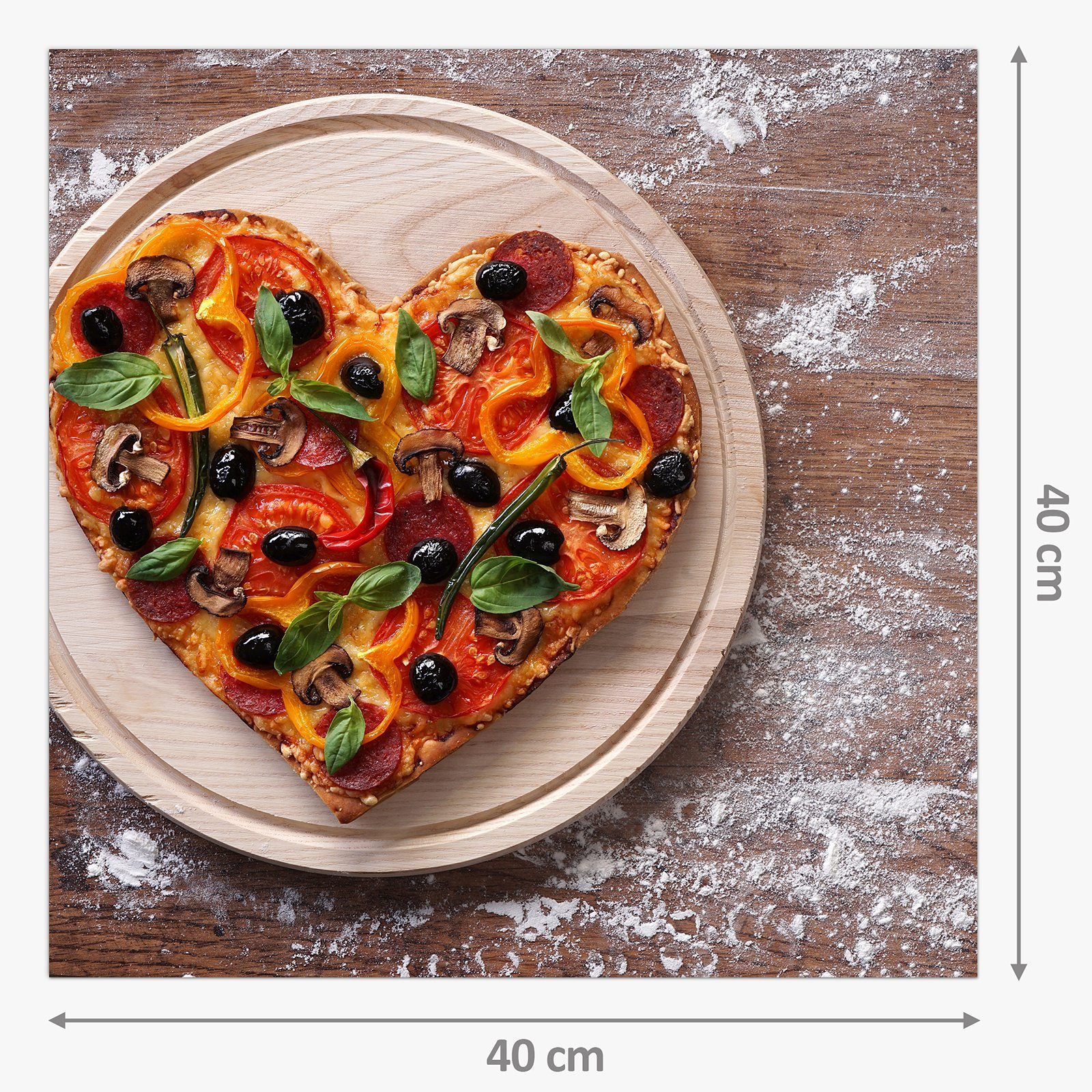 Herz Küchenrückwand aus Motiv Spritzschutz Glas Primedeco Küchenrückwand Pizza mit