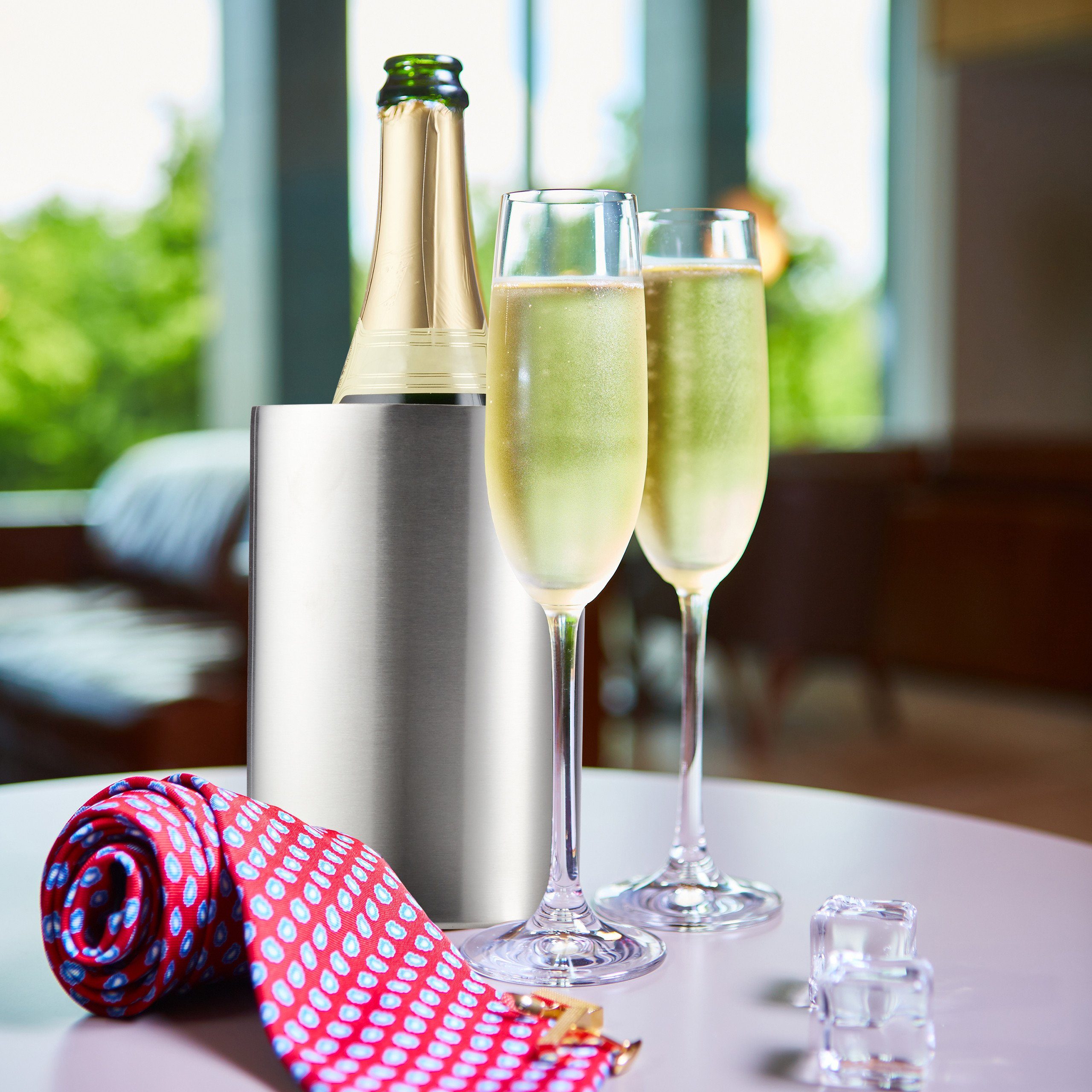 relaxdays Wein- und Sektkühler Flaschenkühler Edelstahl