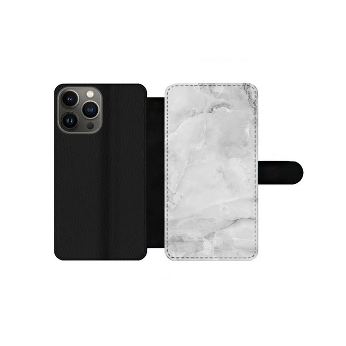 MuchoWow Handyhülle Marmor - Stein - Weiß - Grau - Marmoroptik Handyhülle Telefonhülle Apple iPhone 13 Pro Max
