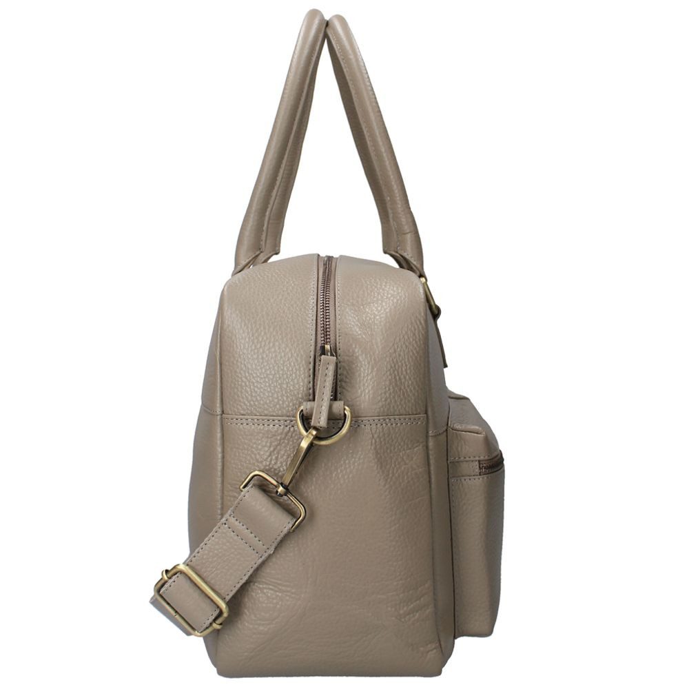 Vadobag Wickeltasche Wickeltasche mit 2 Fronttaschen Taupe Echt Leder mit Unterlage