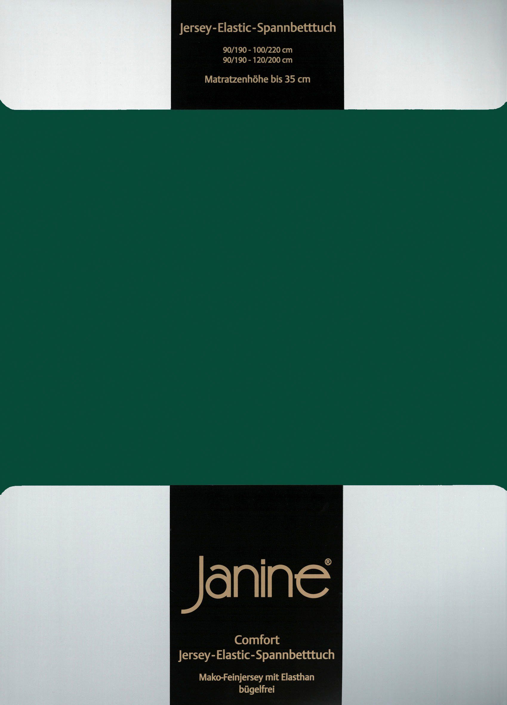Spannbettlaken ELASTIC 5002, Janine, Jersey-Elasthan, Gummizug: rundum, (1 Stück), für Matratzen bis 35 cm Höhe, 95% Baumwolle, hochwertig, langlebig waldgrün
