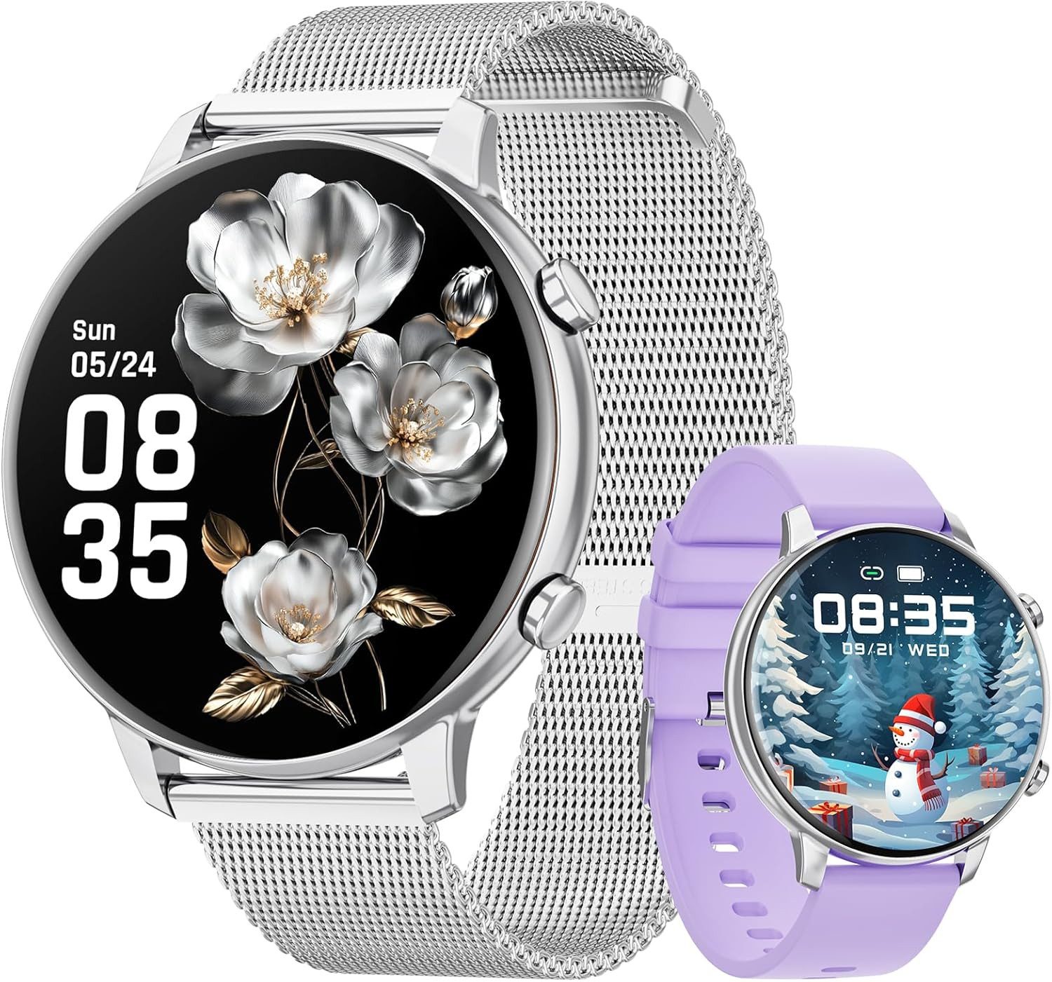 Hwagol Herren"s Damen"s Intelligente;Health & Activity Uhr mit Schlaftracking Smartwatch (3,5 cm/1,39 Zoll, Android/iOS), GPS Telefonfunktion, Herzfrequenzmessung & IP68 Wasserschutz