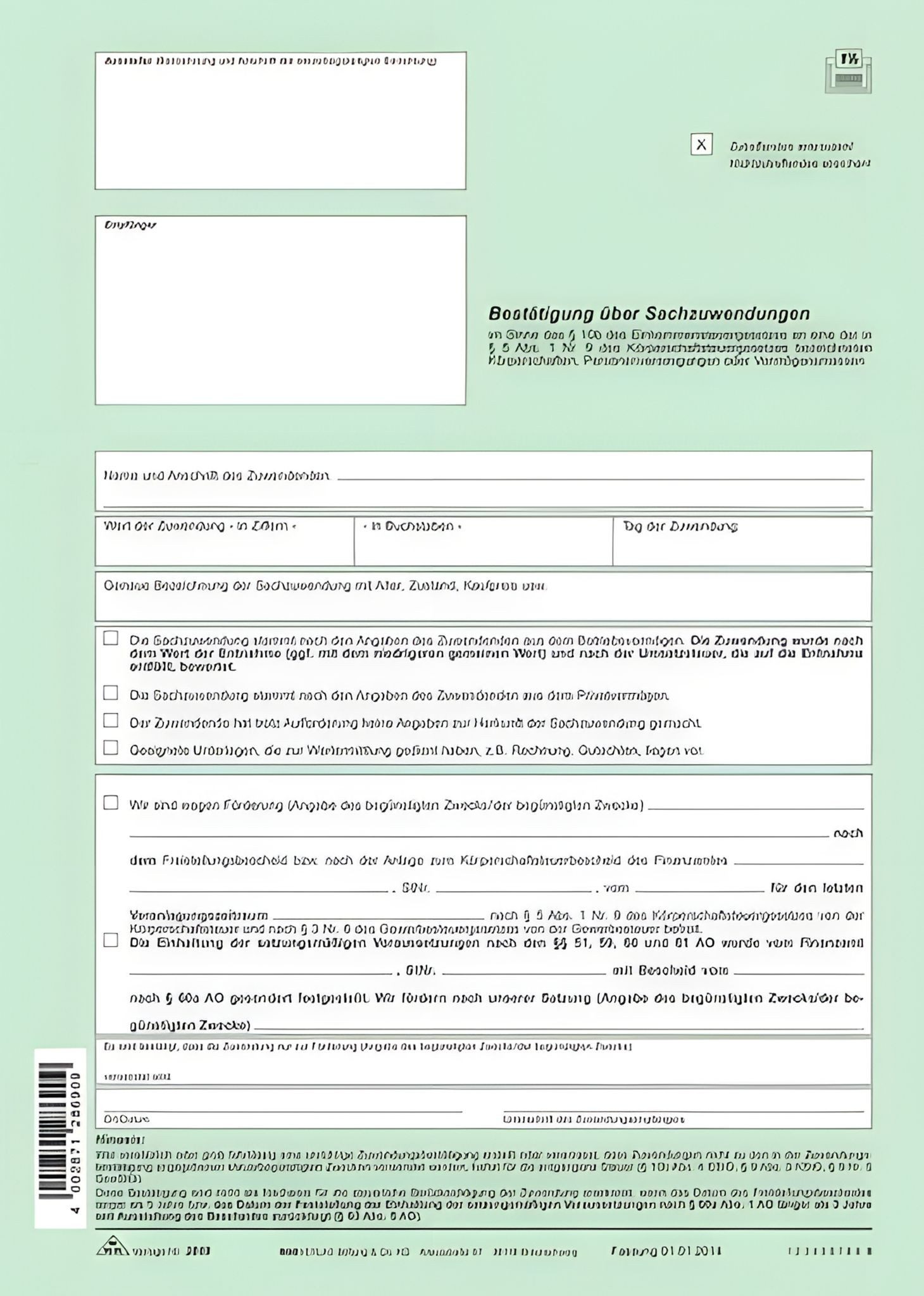 RNK Formularblock RNK Zuwendungsbestätigung Sachspende A4 SD