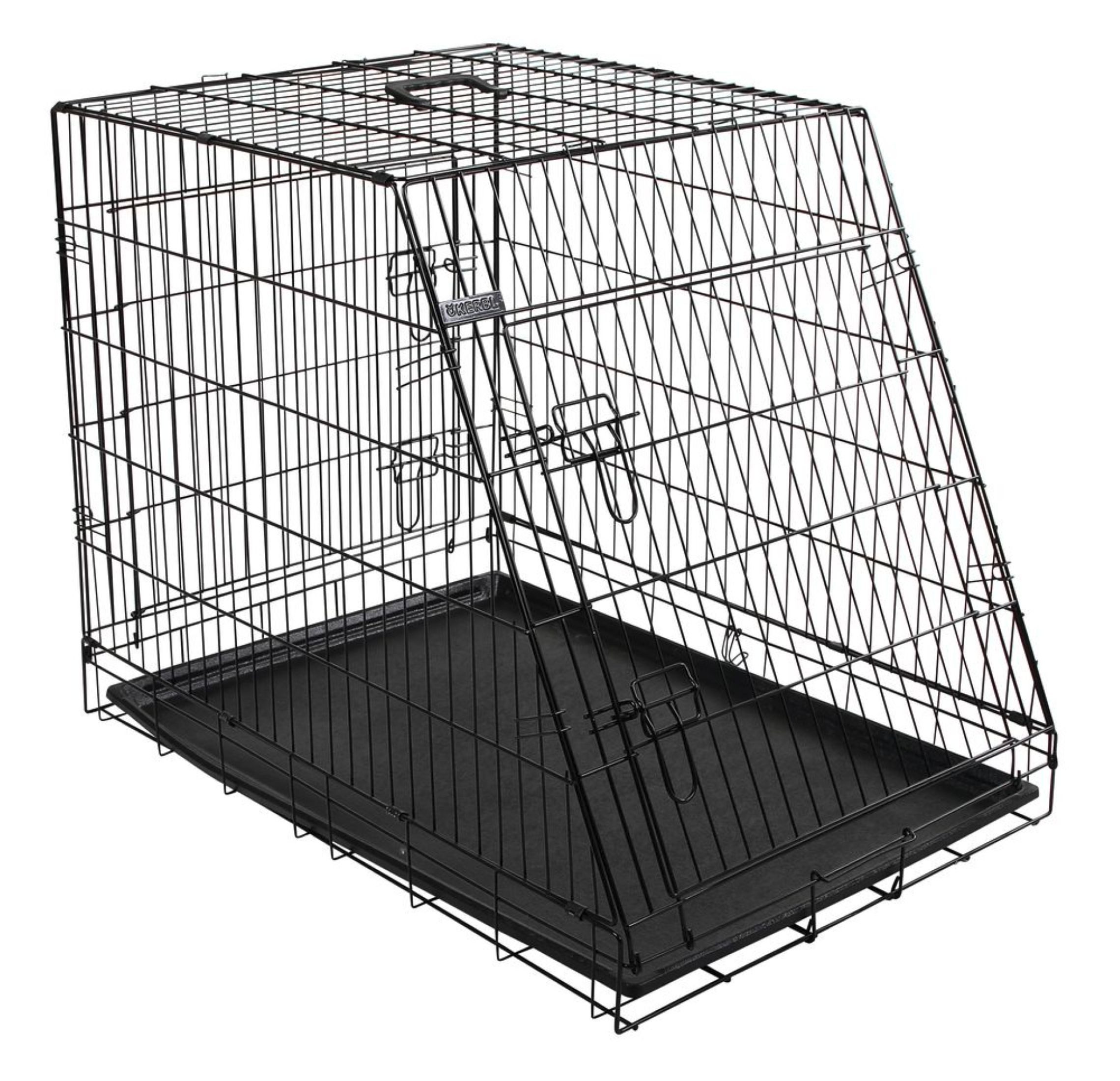 Kerbl Tiertransportbox Kerbl Gittertransportbox klappbar schwarz 92x63x74cm 2 Türen 81368