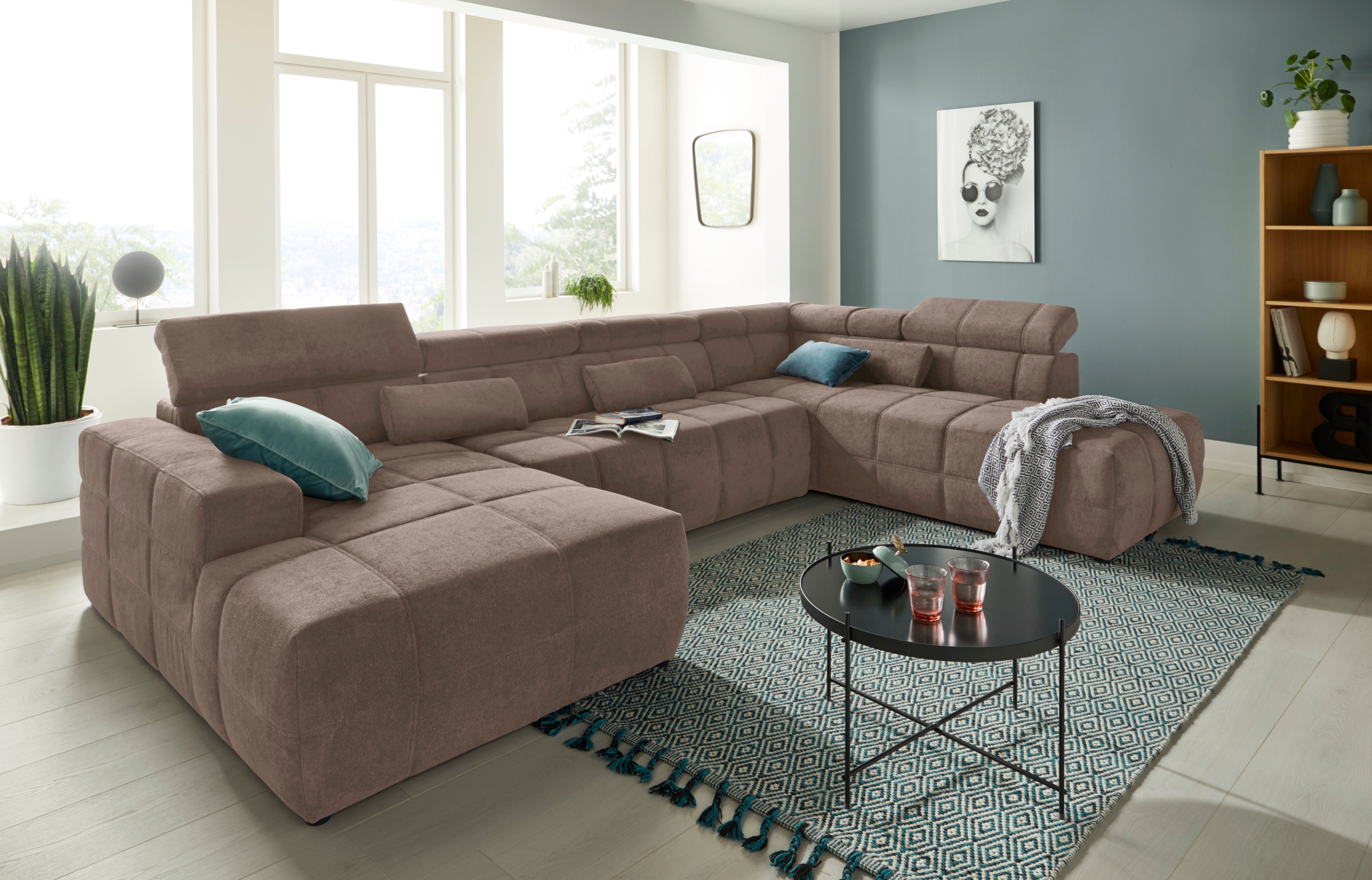 DOMO collection Wohnlandschaft "Modica U-Form aktuelles, kubisches Design m günstig online kaufen