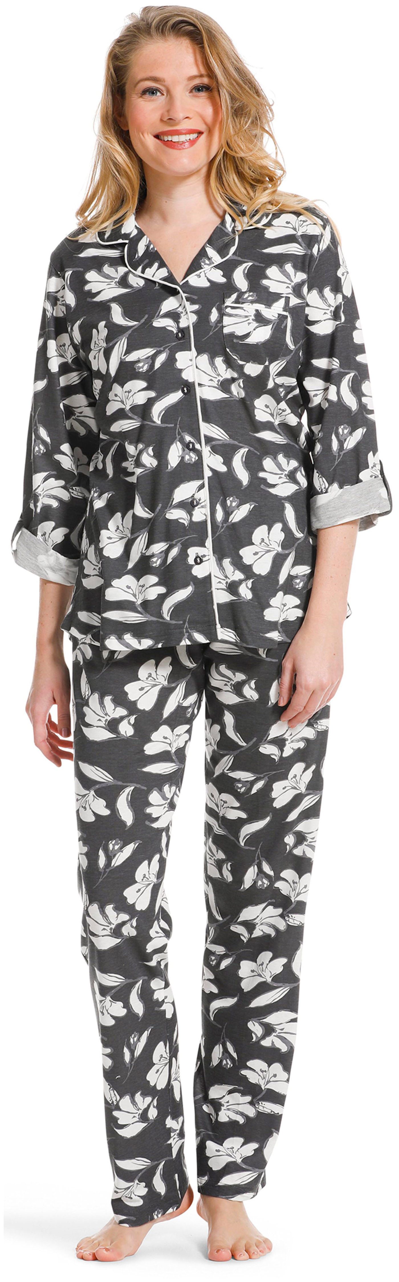 Pastunette Schlafanzug Modischer Damen Pyjama geknöpft (2 tlg) Modisches Design