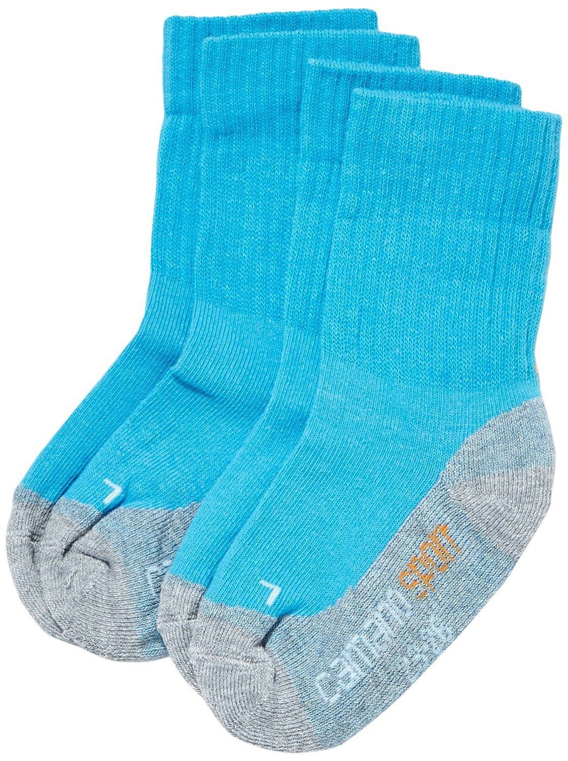 Jungen Paar) Kinder Socken (Packung, Funktionssocken turquoise 32 CA3721 Mädchen 2 klimaregulierend, Camano Unisex Langsocken 2-Paar,