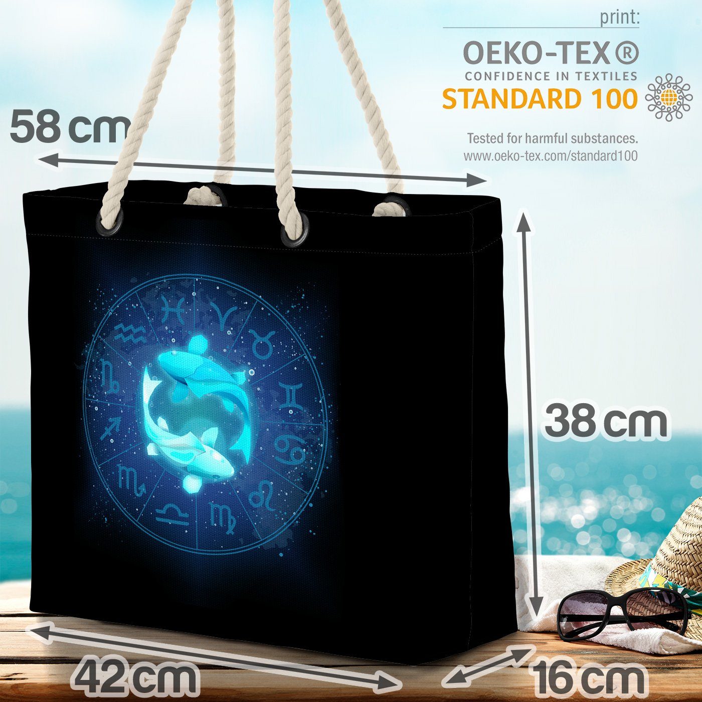 Sternzeichen (1-tlg), Wasserzeiche Horoskop VOID Fische Astrologie Tierkreiszeichen Strandtasche