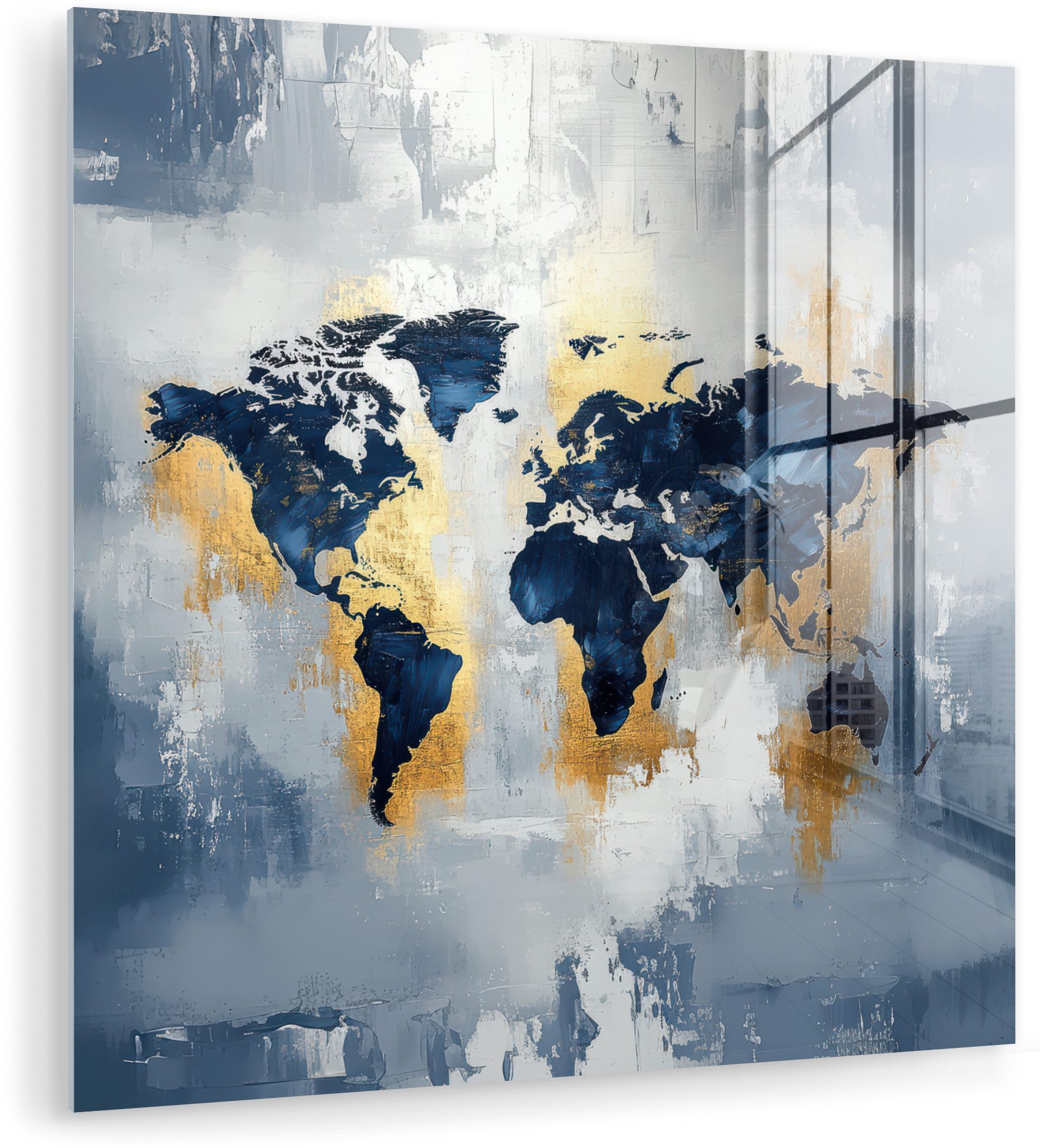 Weltkarte - Abstrakt - Blau