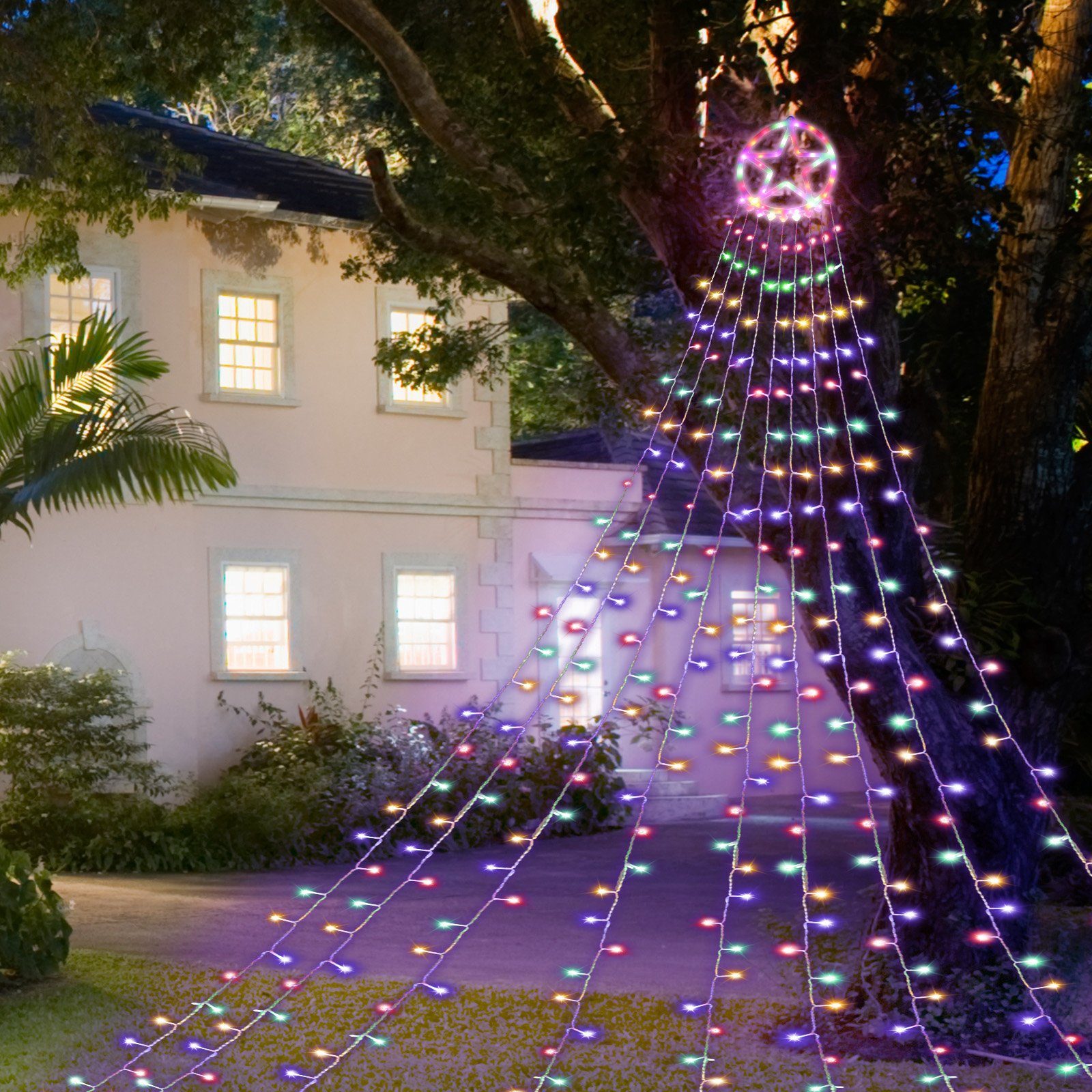 LED-Lichterkette Gimisgu LED Weihnachtsdeko 319 Lichterkette Baum Christbaumbeleuchtung Bunt 319 LED Party