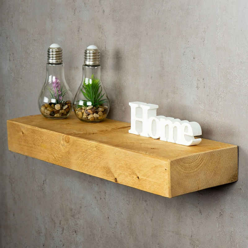 Levandeo® Wandregal, levandeo Wandregal Holz Massiv 60x20cm Eiche Farbig Wandboard Regal