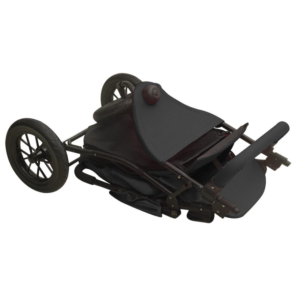 möbelando Kinder-Buggy Anthrazit Leinenstoff Stahl, aus Mesa, in