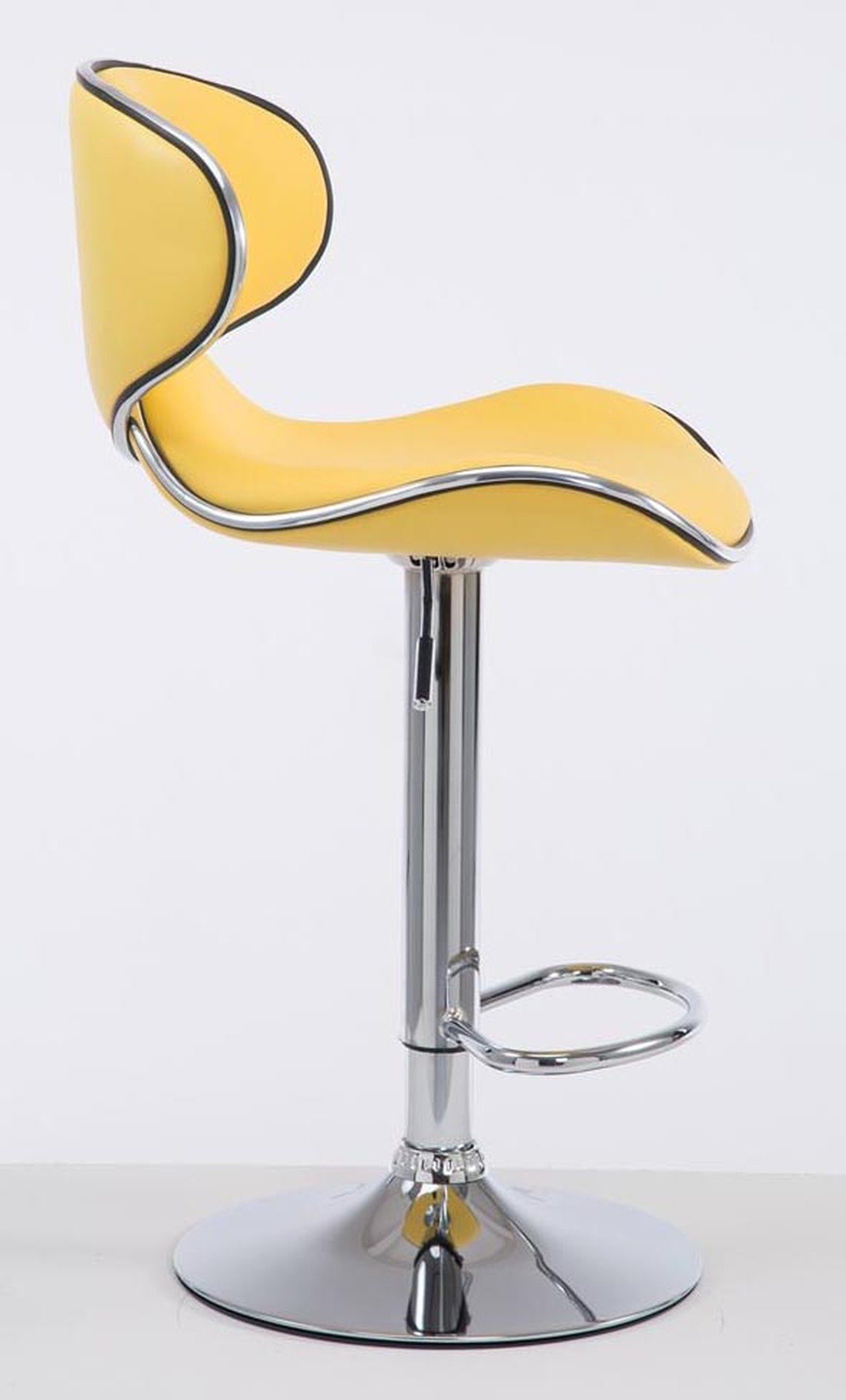 - Gelb Kunstleder Las-Palmas Metall & 2 Theke - - für Hocker Barhocker höhenverstellbar hoher mit Sitzfläche: (Set, Rückenlehne - chrom TPFLiving 360° Küche), drehbar St., Gestell: