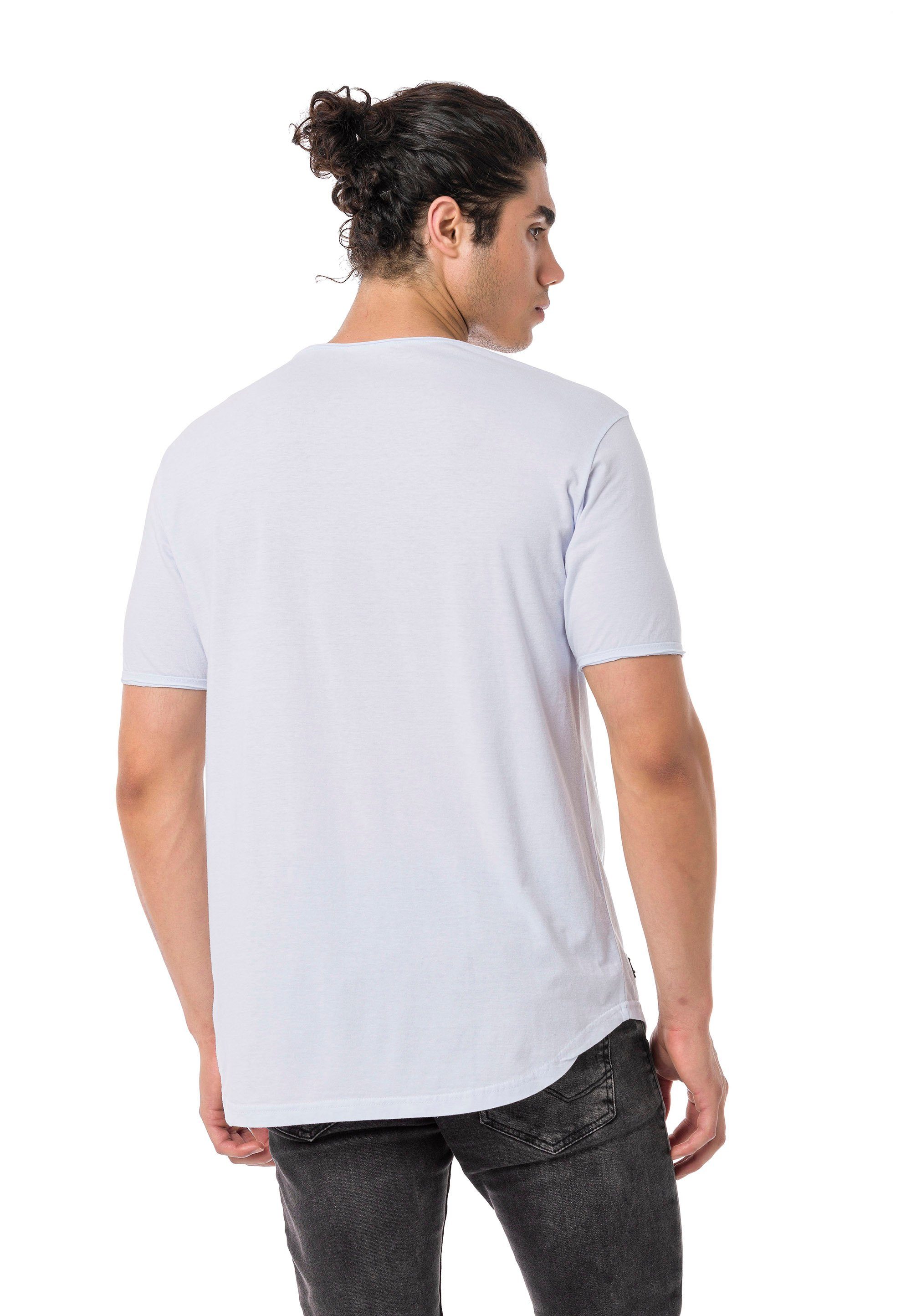 RedBridge T-Shirt Taunton mit Saum weiß abgerundeten