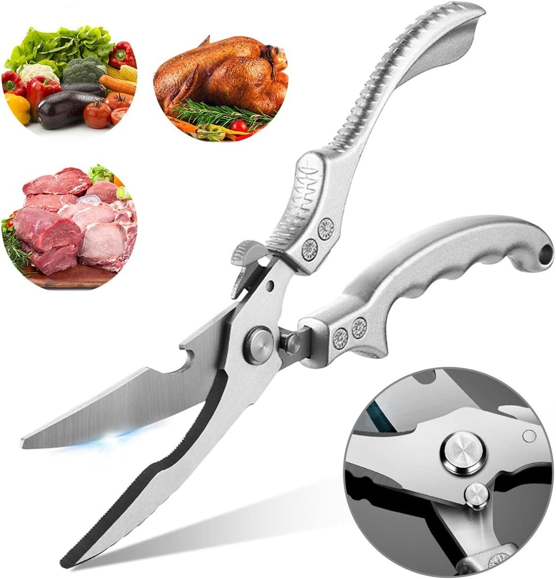 KingLux Geflügelschere Küchenschere mit Metallgriffen für Huhn, Geflügel, Fisch, Fleisch, (1-tlg)