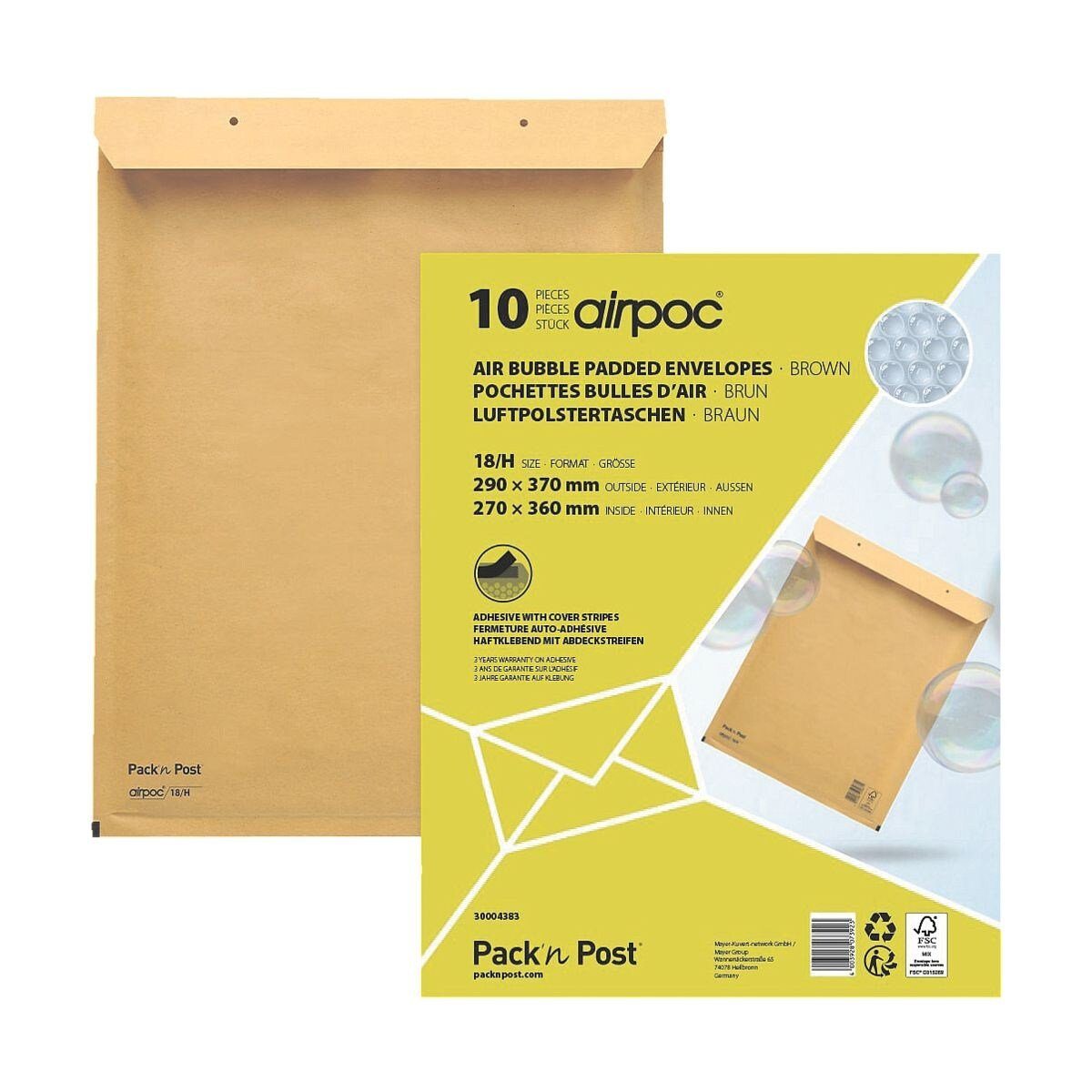 MAILMEDIA Versandtasche airpoc®, mit PE-Luftpolsterung, 29,2x37 cm, ohne Fenster, Haftklebung