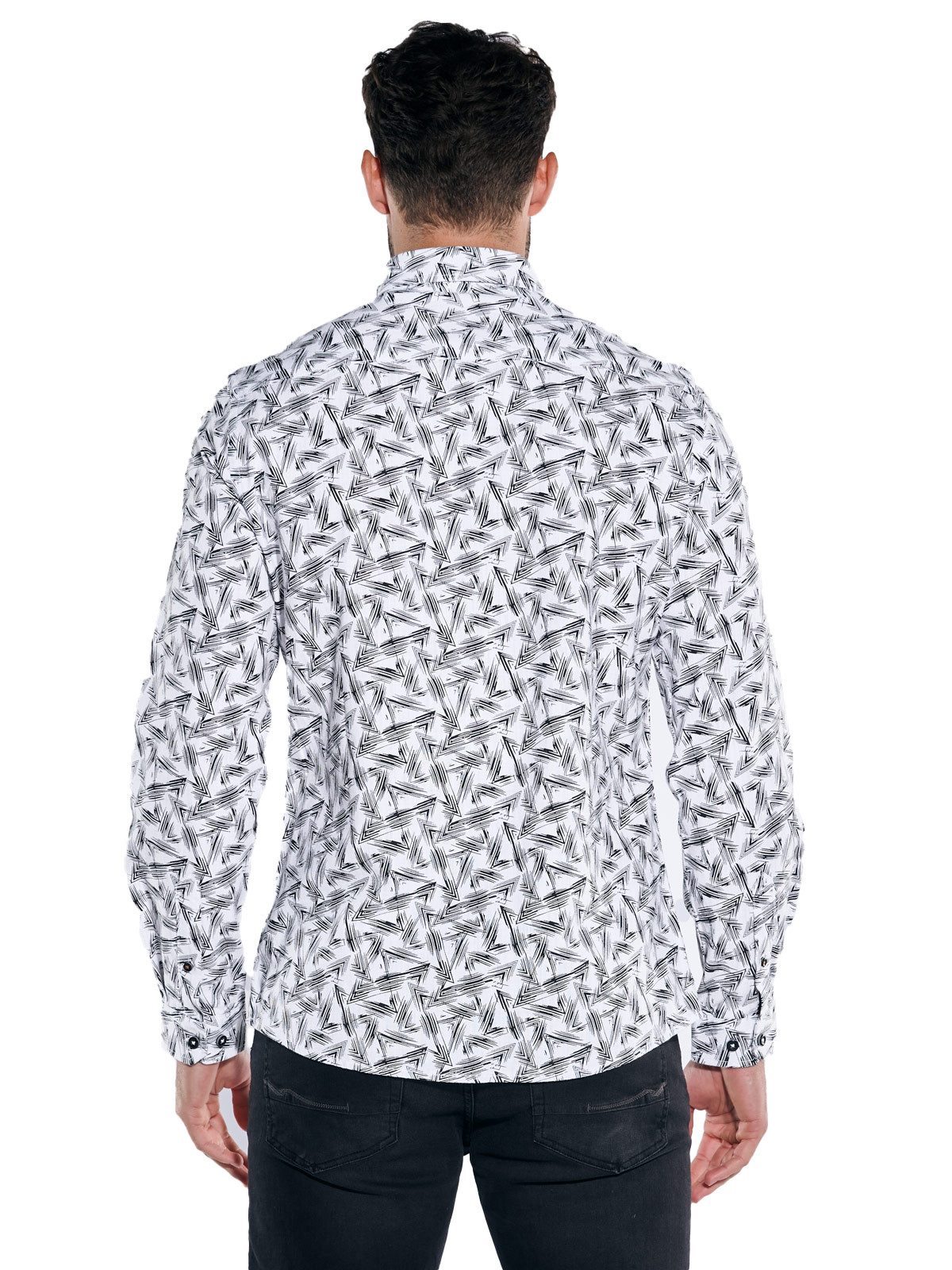 emilio adani Langarmhemd emilio adani Herren Langarm-Hemd gemustert, Schwarz