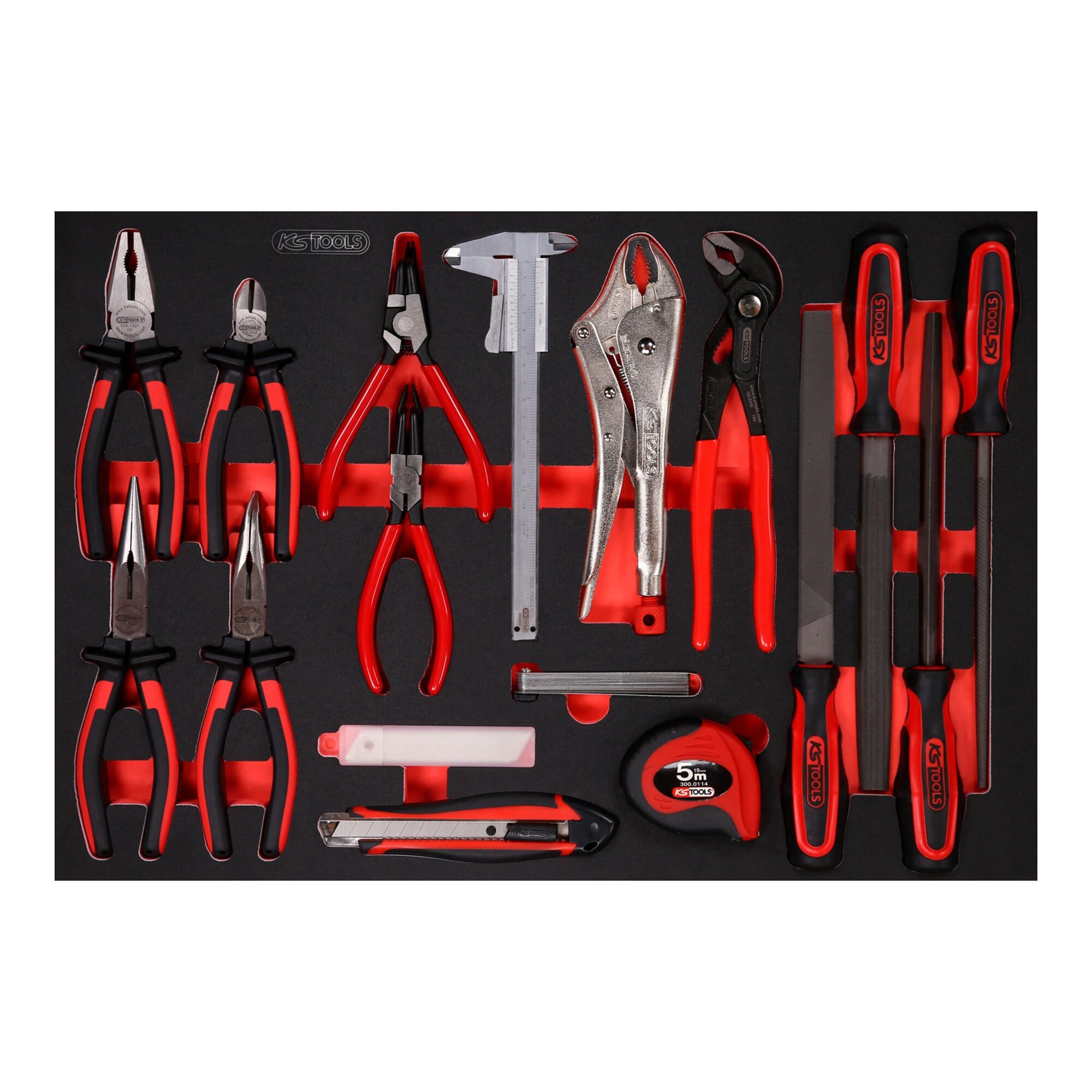 KS Tools Crimpzange KS Tools Zangen- / und Feilen-Satz in Schaumstoffeinlage, 28-tlg