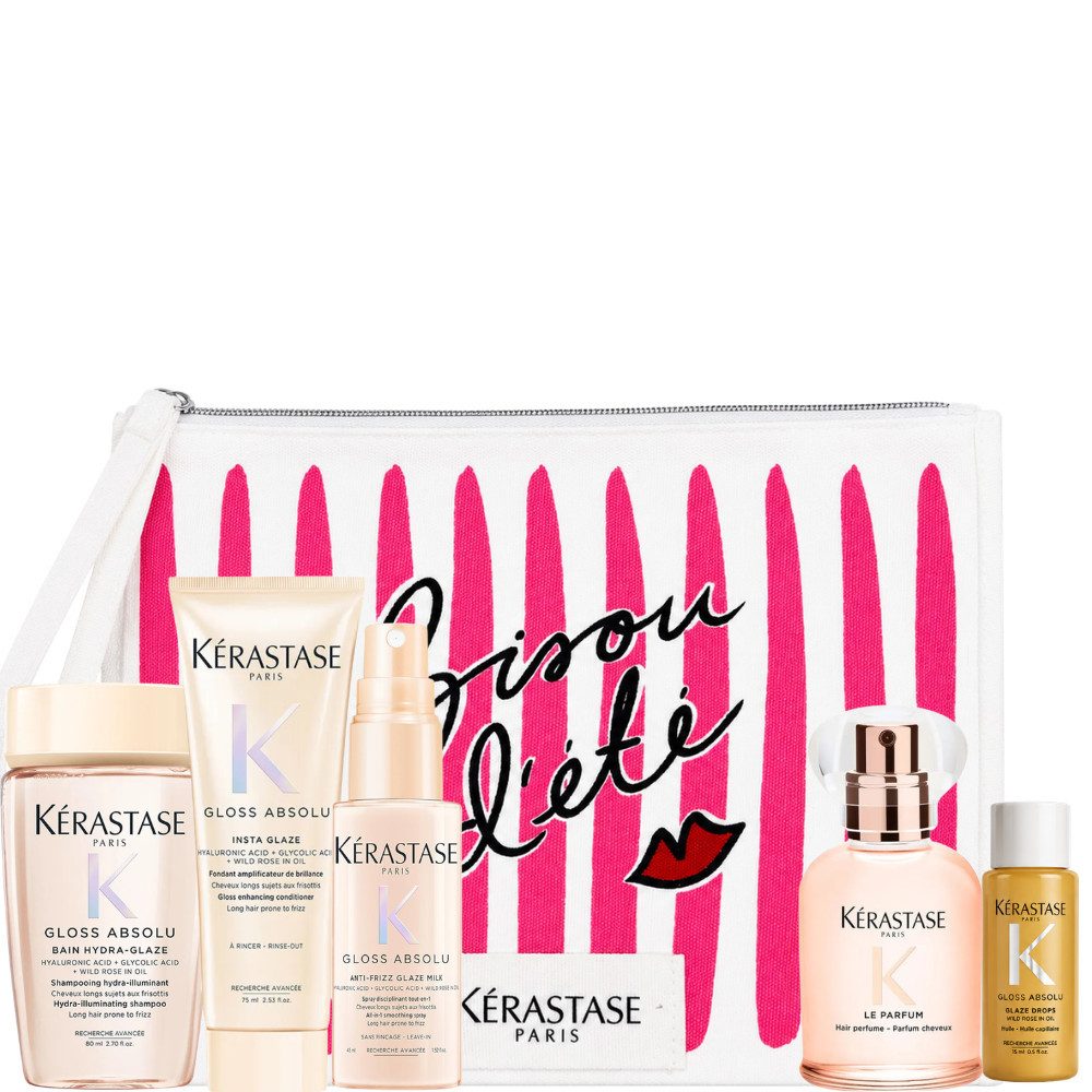 Kérastase Haarpflege-Set Gloss Absolu Summer Travel Set, 6-tlg., Glanzpflege, Haarparfum & exklusiver Beauty-Bag