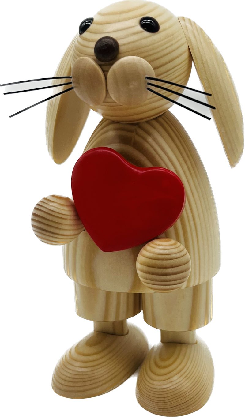 Richard Glaesser Osterhase Junge mit Herz (18cm), Neuheit, Handwerkskunst aus Seiffen im Erzgebirge