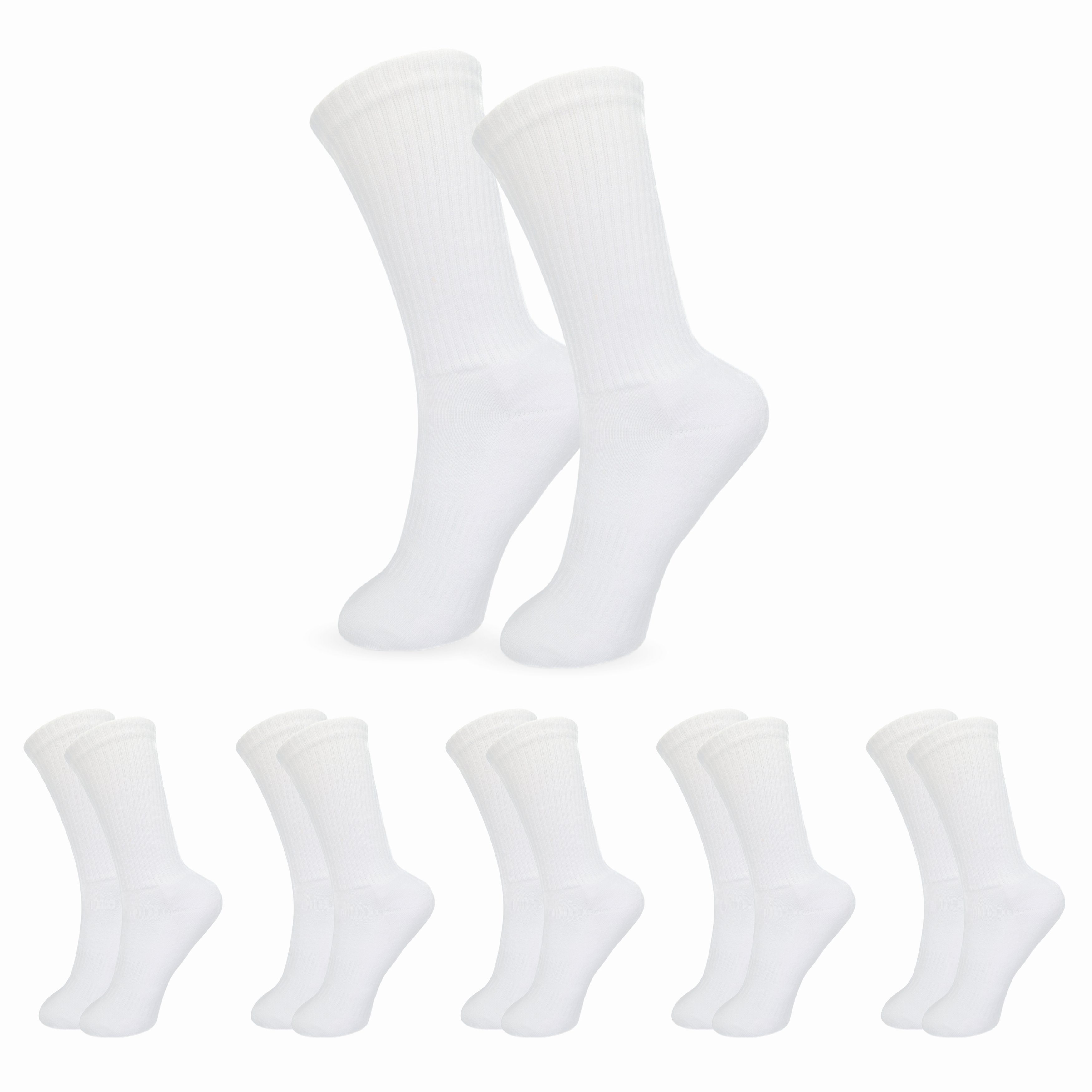 SO.I Tennissocken Sport Socken Für Damen & Herren Lange Freizeit-Socken aus Baumwolle (ohne drückende Naht, 5-15er Pack) Atmungsaktive Funktion 5x Weiß-5x Weiß