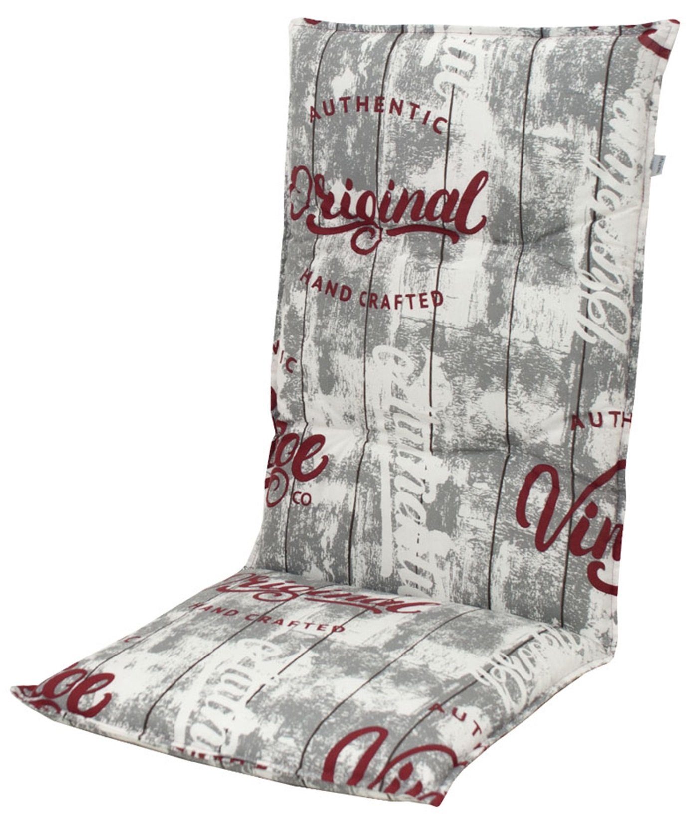 doppler® Hochlehnerauflage 6 er Set 2901 Gartenstuhl Auflagen Kissen Polster für Hochlehner grau, (Spar-Set, 6 St., 6 Auflagen), für Hochlehner-Stühle UV-beständig inkl. Bindebänder und Halteband