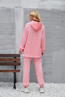 RUZU UG A-Linien-Rock Damen-Sweatshirt-Anzug mit lockerem Kapuzenoberteil und langen Ärmeln (1-tlg)