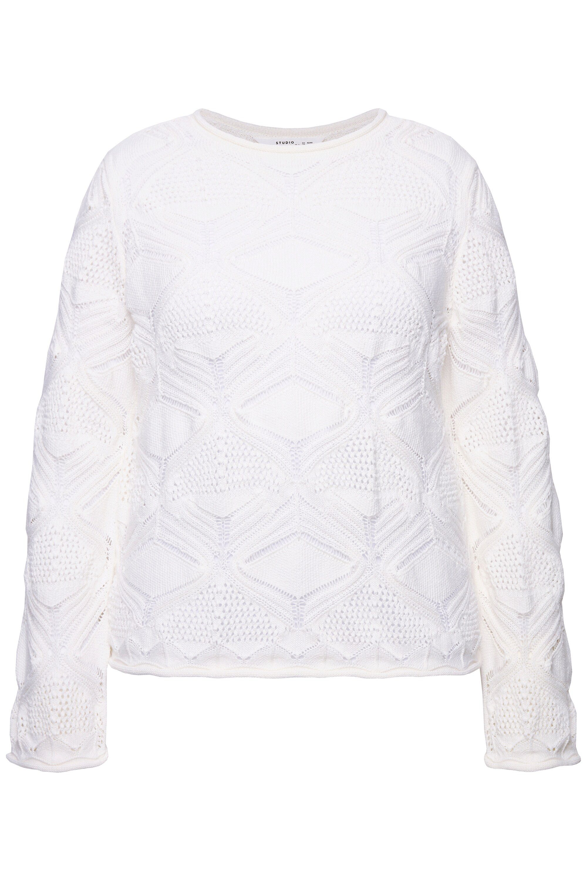 Strickpullover Pullover oversized Ajour-Strick Rollkanten