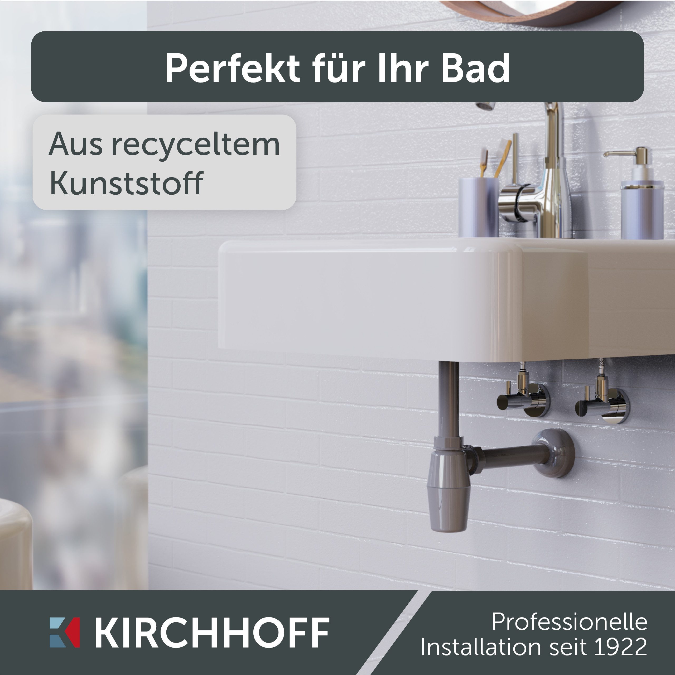 Kirchhoff Siphon ECO-SAVE, Flaschensiphon, Grau, 1 1/4" x 32 mm