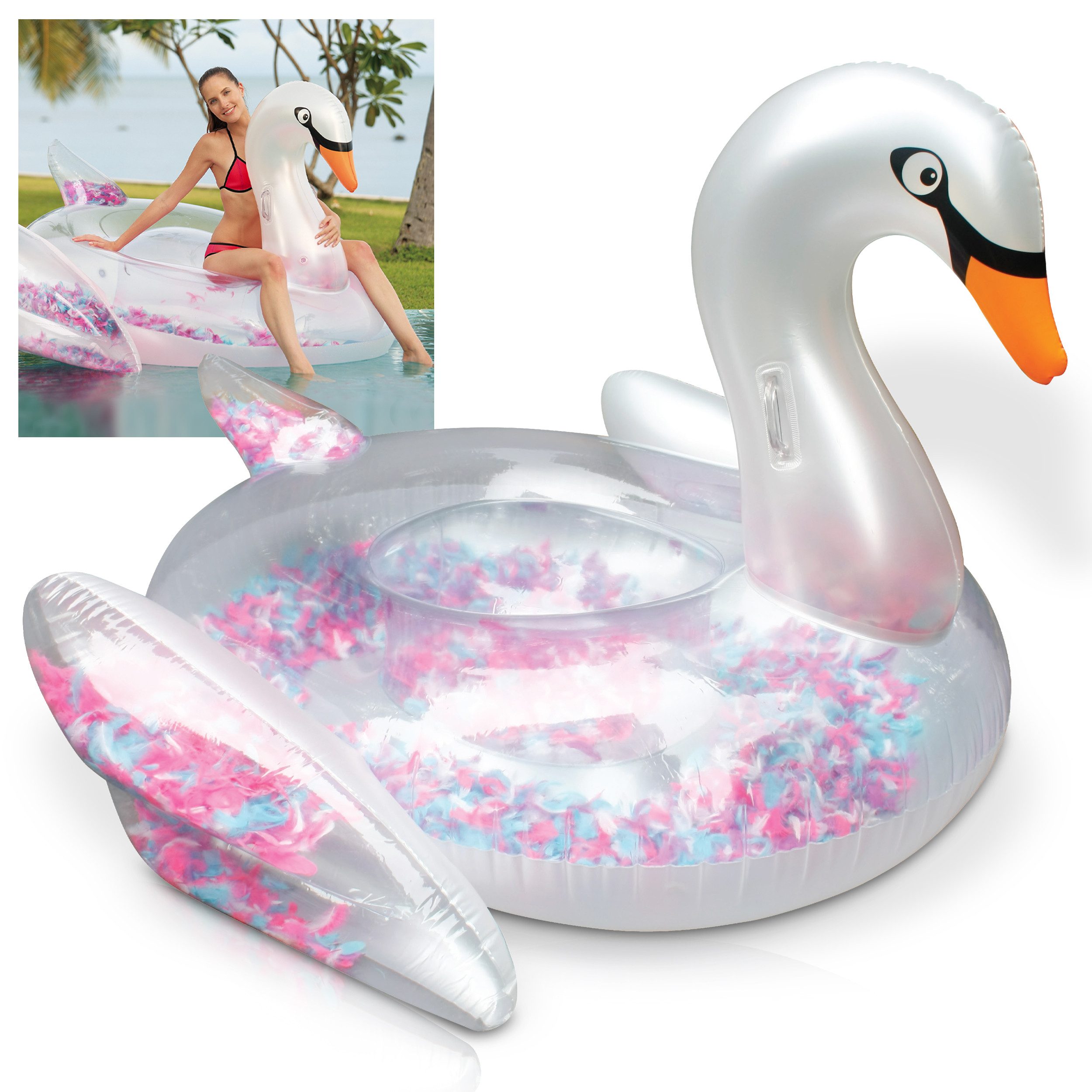 Onbest Schwimmtier aufblasbarer XXL Schwan Pooö Wasser Luft Spielzeug Luftmatratze