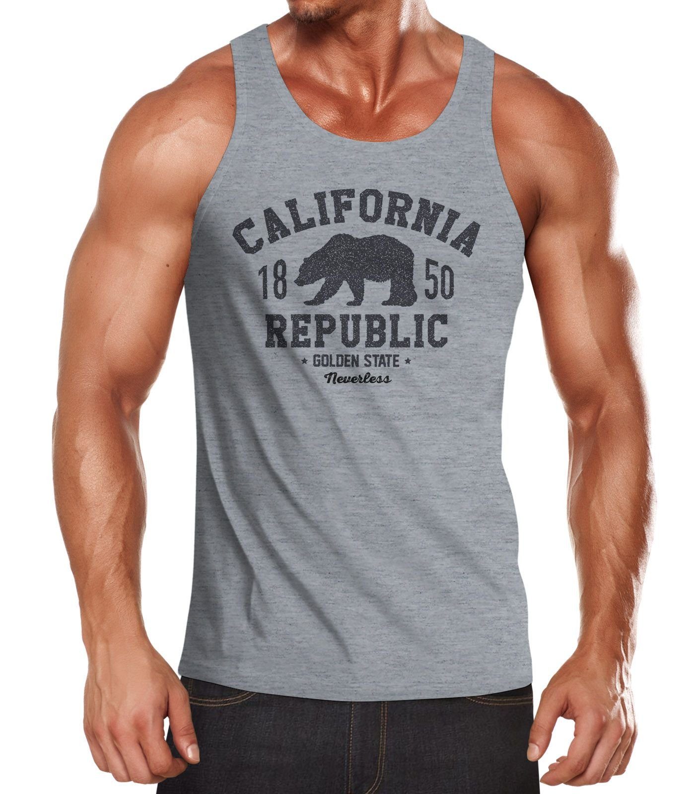 Tanktop Herren Tank-Top California Republic Kalifornien Golden State Grizzly Bär Bear Logo Muskelshirt Muscle Shirt Neverless®