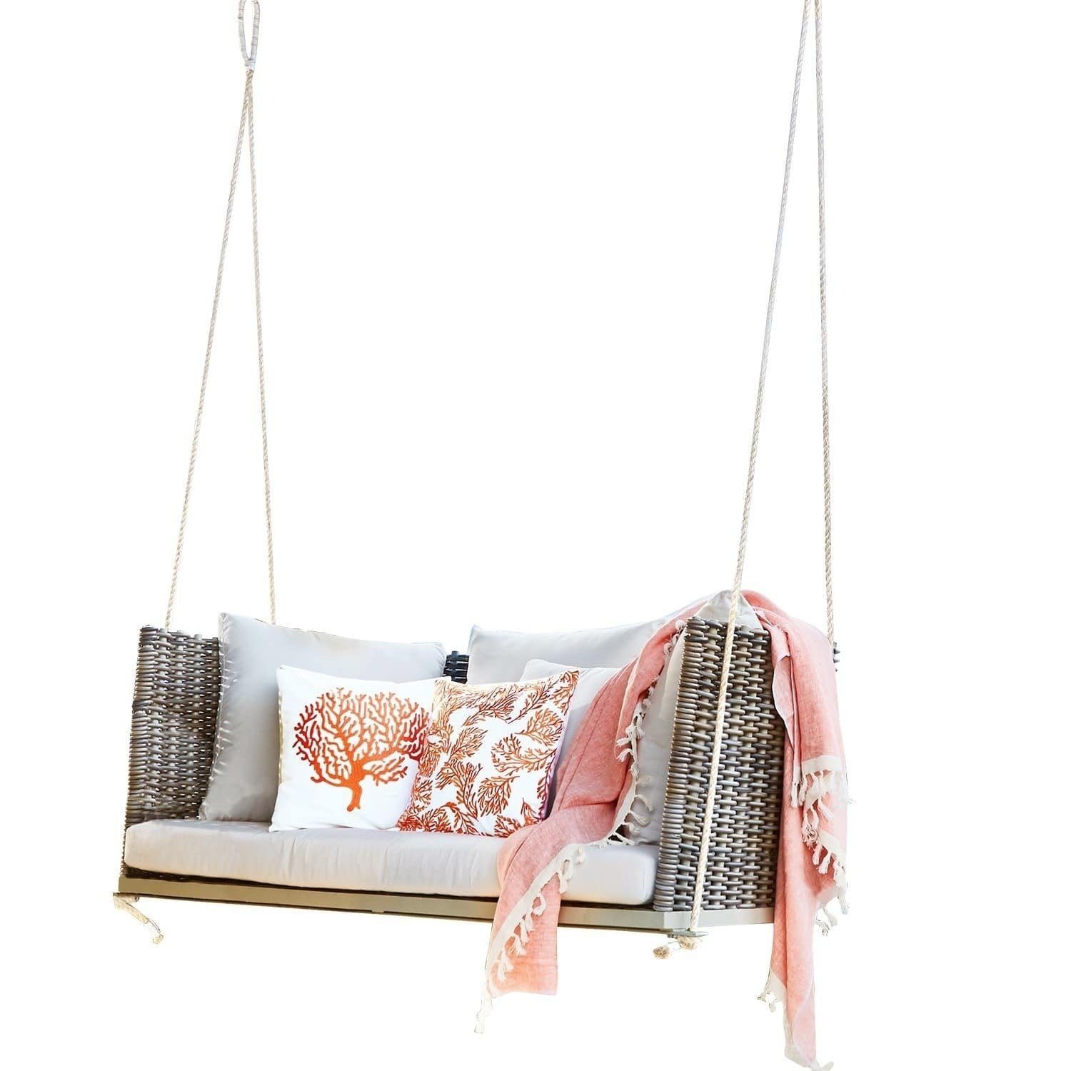 Gartenbank elegante Schaukelbank Valley View mit stilvollem Rattan-Design braun