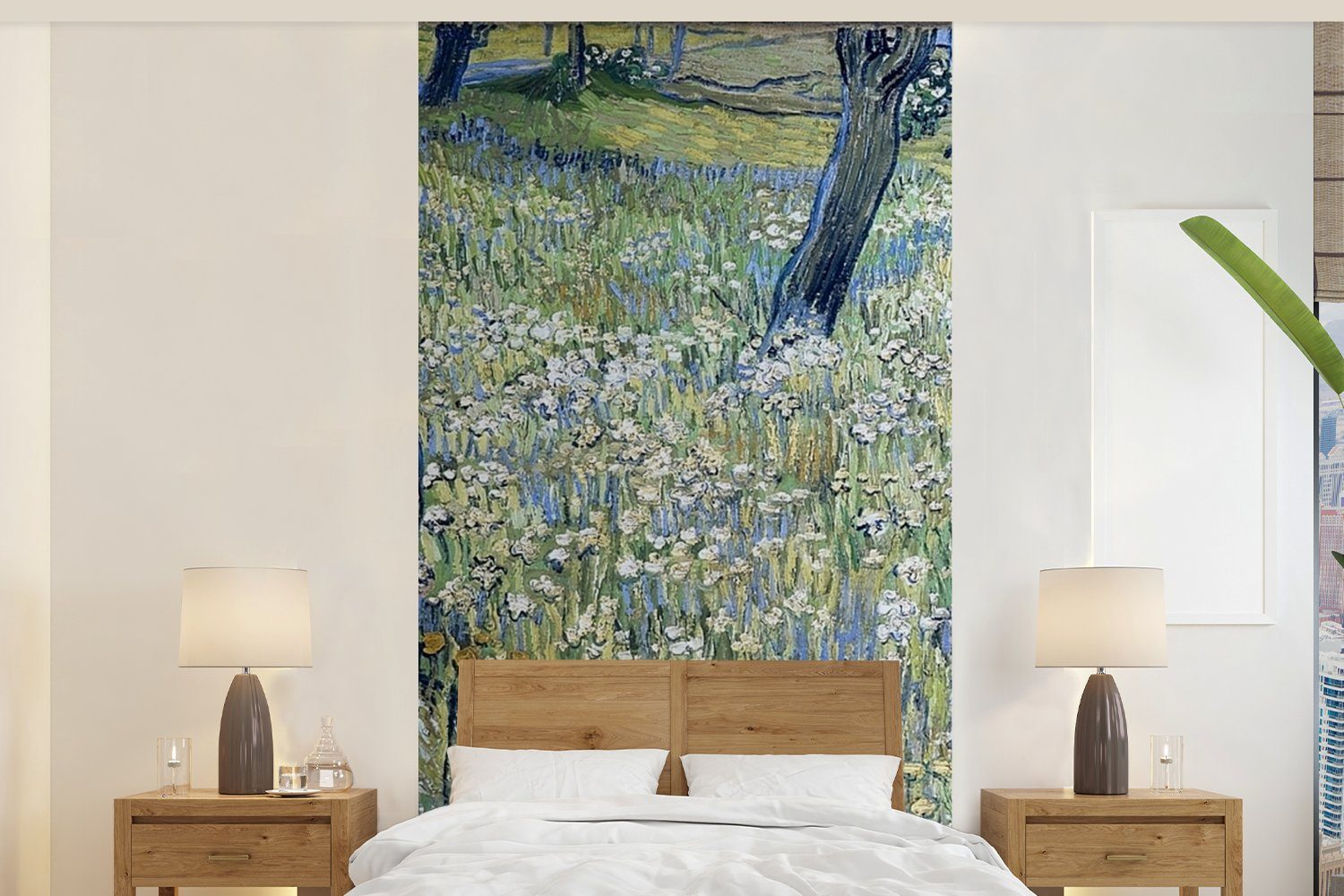MuchoWow Fototapete Baumstämme im Gras - Vincent van Gogh, Matt, bedruckt, (2 St), Vliestapete für Wohnzimmer Schlafzimmer Küche, Fototapete