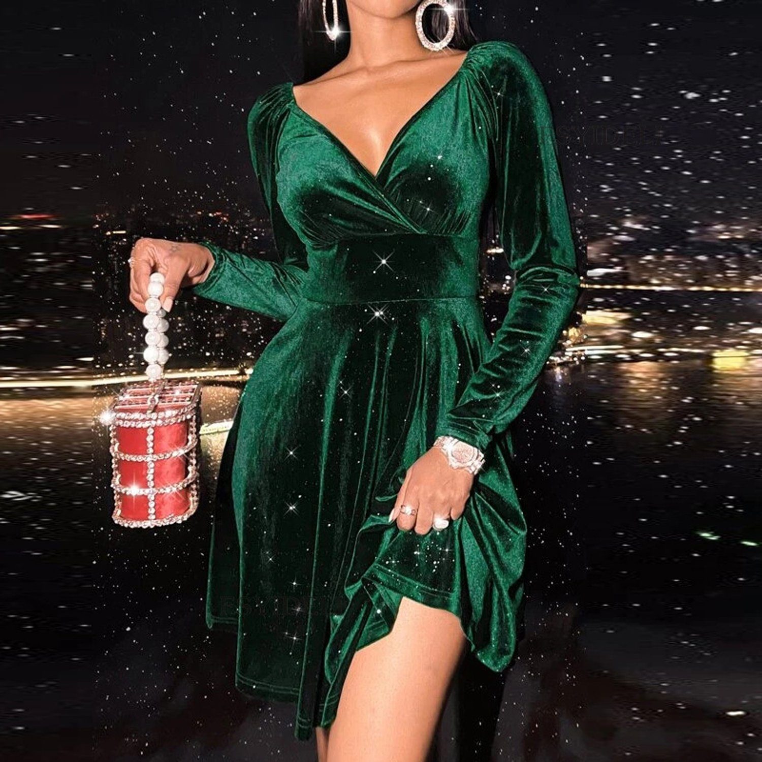 FIDDY Abendkleid Kurze Vintage-Cocktailkleider für Damen – Abendkleider