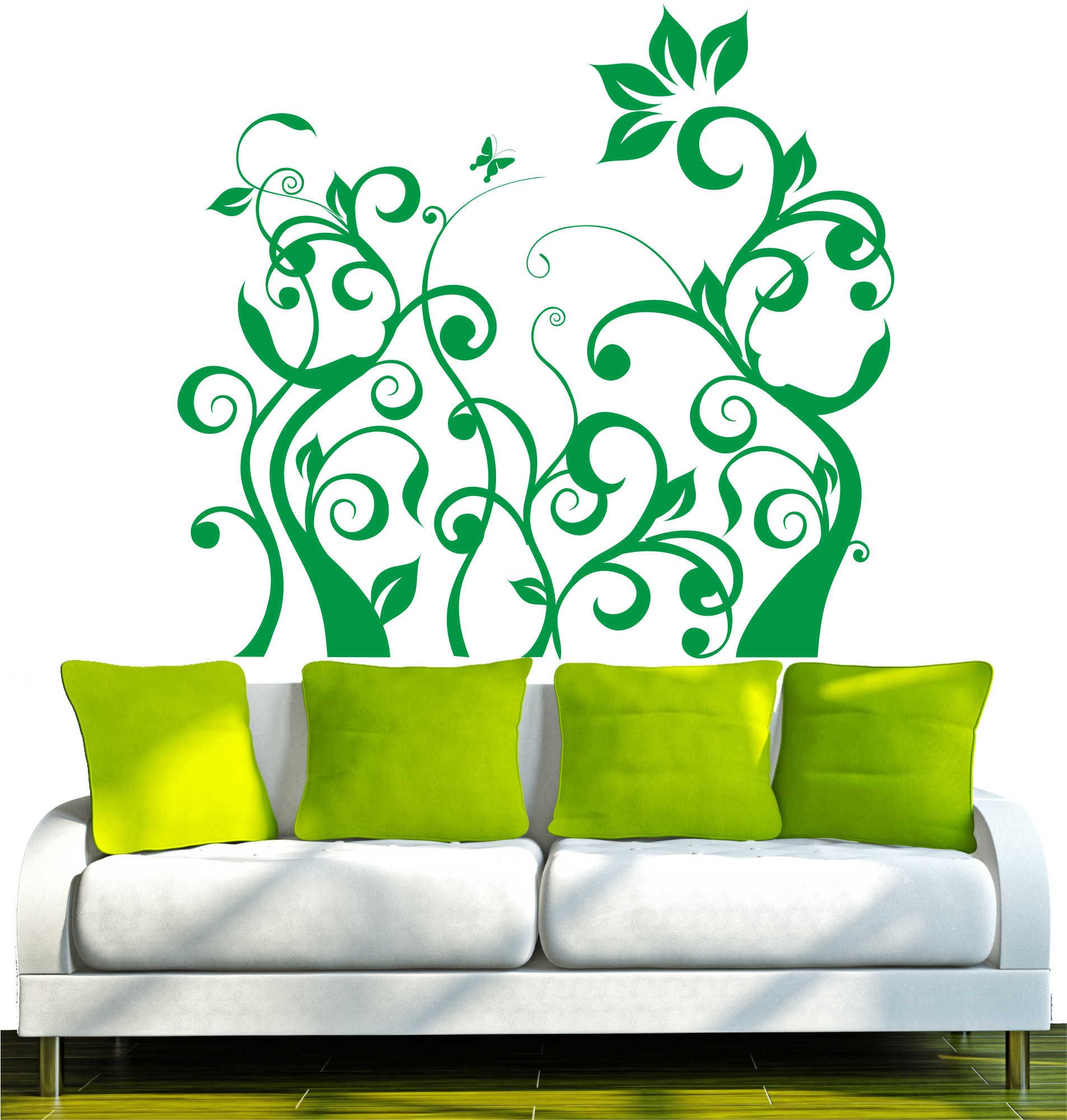 INDIGOS UG Wandtattoo Wandtattoo - Wandaufkleber - w315 Blatt Ranke Baum Pflanze