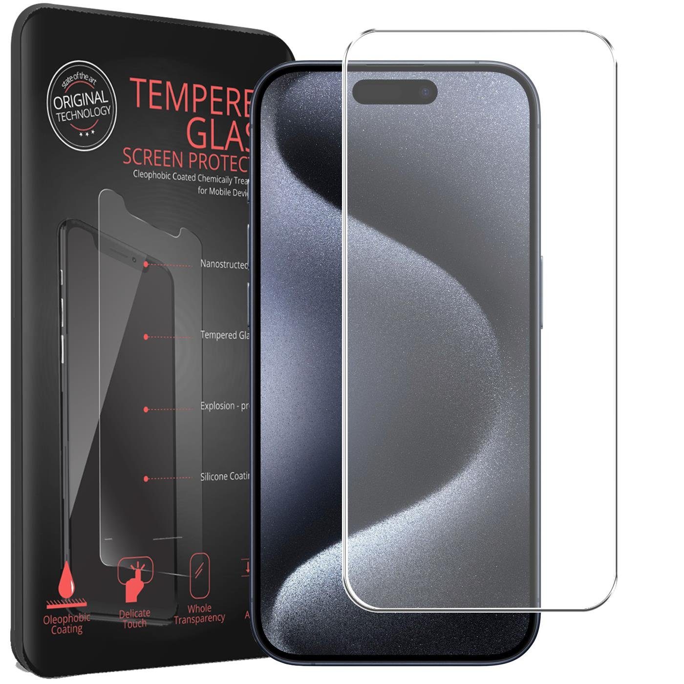 CoolGadget Schutzfolie Panzerfolie für Apple iPhone 15 Pro Max, (9H Härtegrad, 2x Schutzglas, 1xReinigungset), Displayfolie Schutzfolie 2 Stück für iPhone 15 Pro Max Glas Folie
