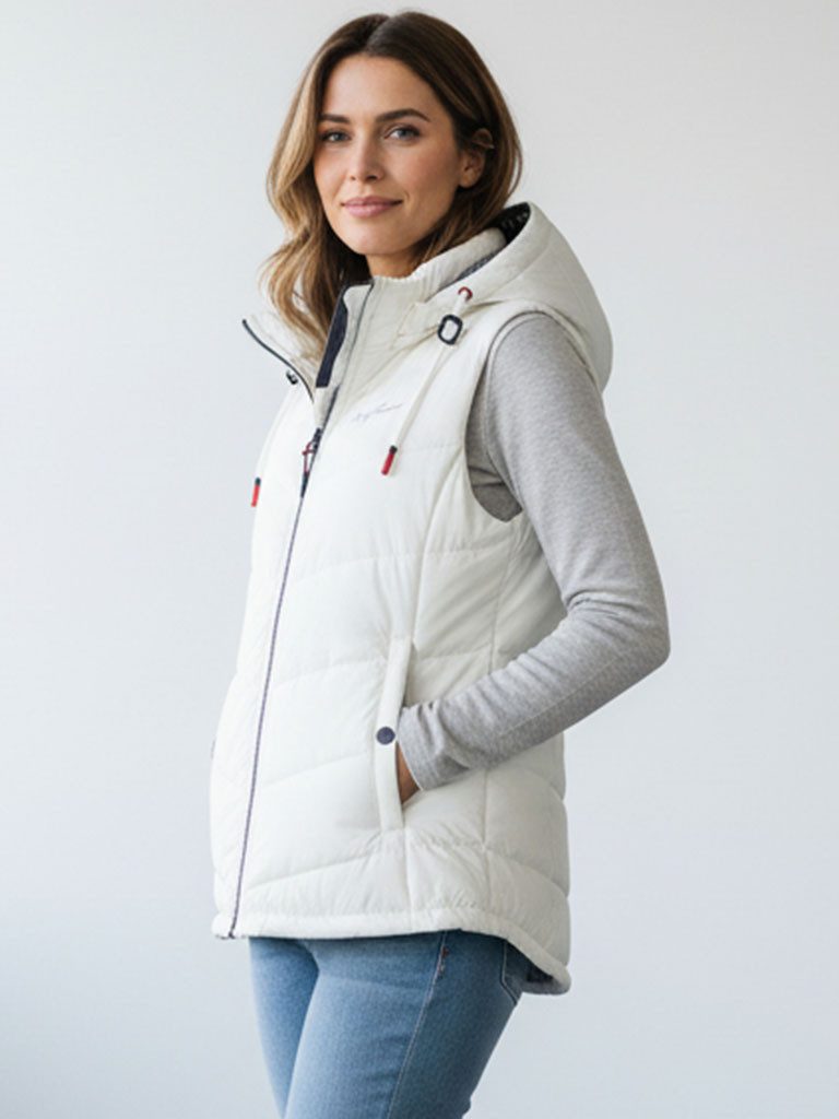 Dry Fashion Steppweste Damen Weste Rügen mit abnehmbarer Kapuze und taillierten Schnitt