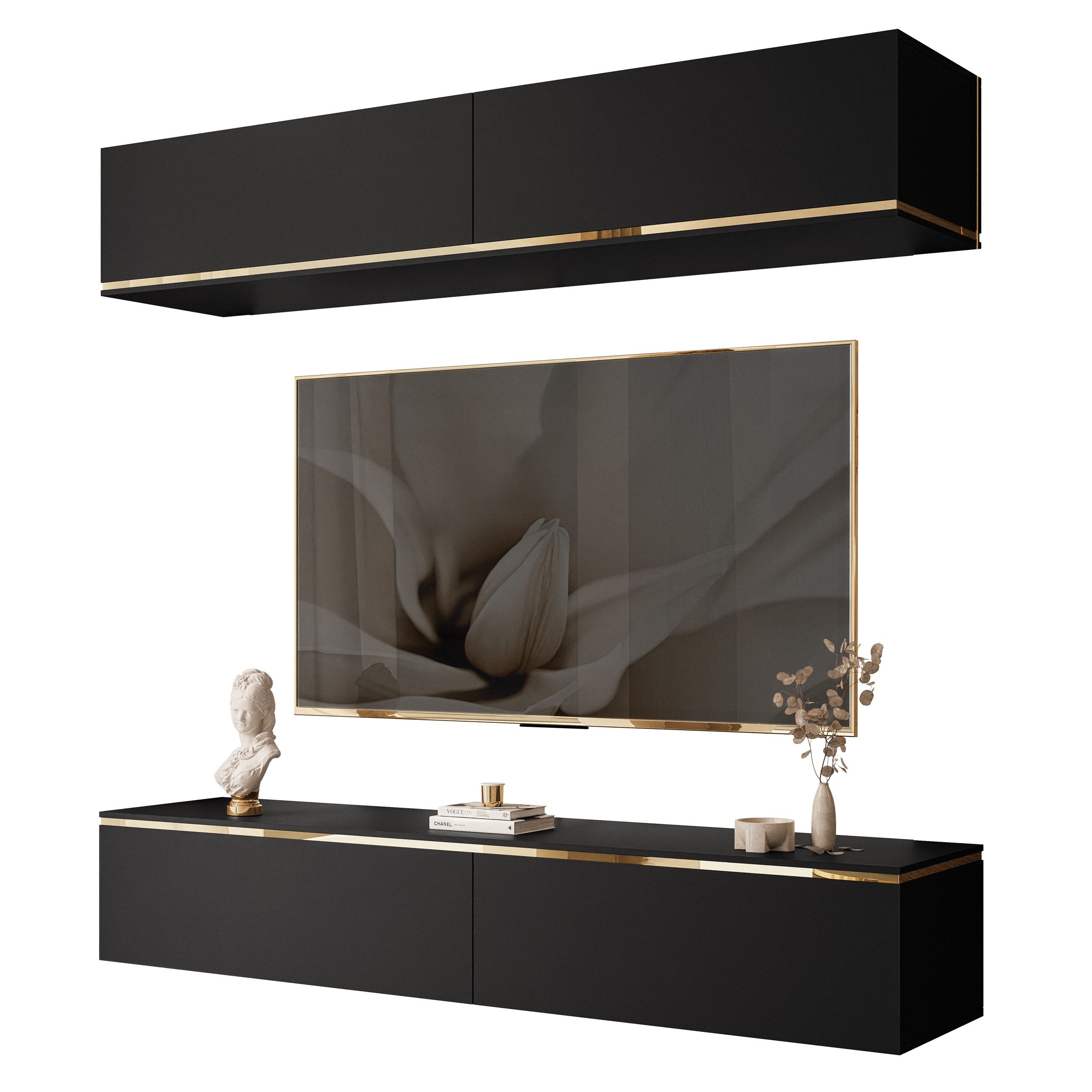 Lookway Wohnwand AURORA Schwarz Matt hängende günstig online kaufen