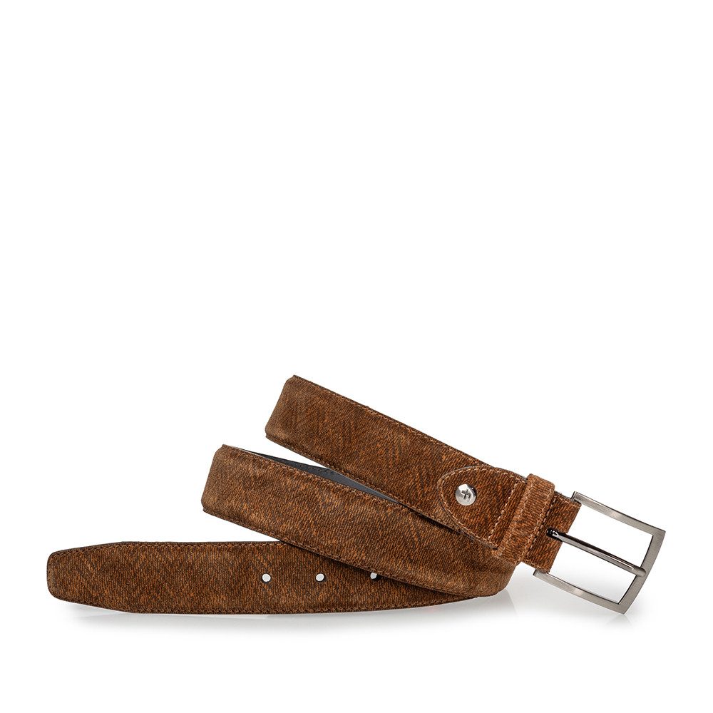 Floris van Bommel Ledergürtel Floris Cognac Suede print