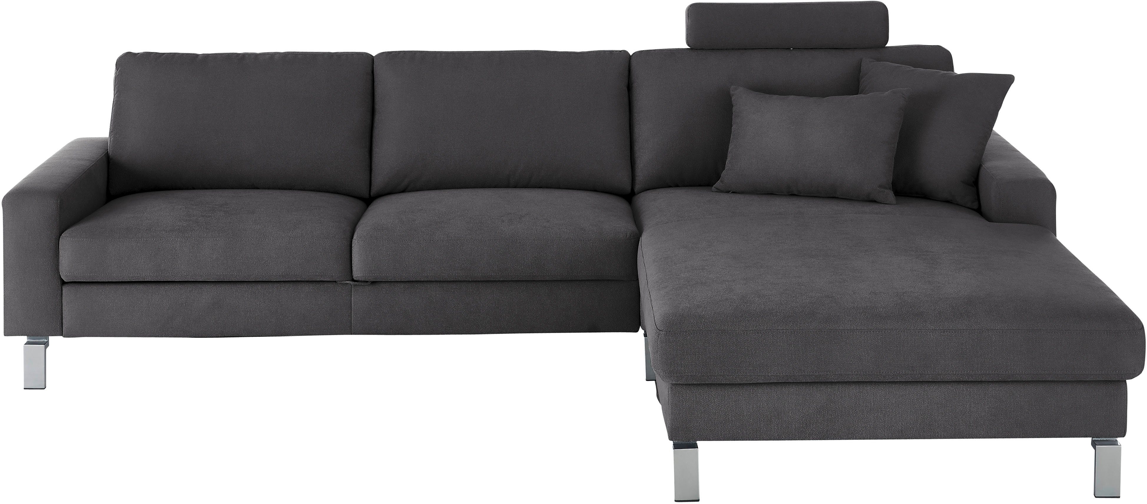 3C Candy Ecksofa Lecce, wahlweise PUR-Schaumstoff oder Tonnentaschenfederkern, Bett im 2,5-Sitzer, teilmotorische Schlaffunktion im Longchair, L-Form