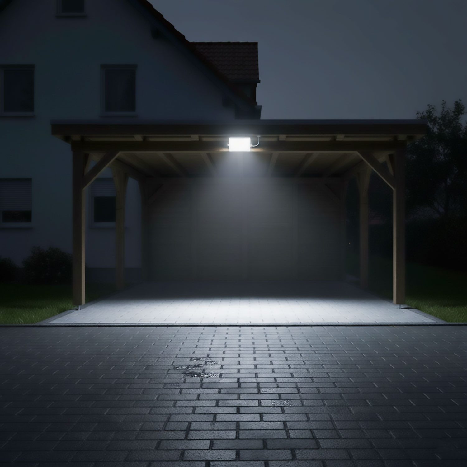 theben LED Flutlichtstrahler theLeda B20 dual WH, 20W LED Außenstrahler, 2850lm, 3000K/4000K umschaltbar, IP65