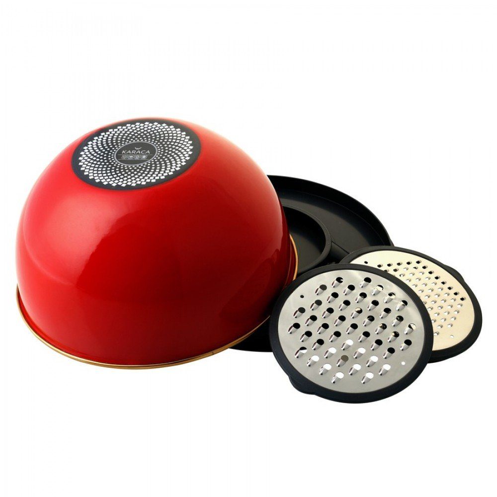 Karaca Schüssel Karaca Troy Reibeschläger Set Rot, Maximaler Komfort