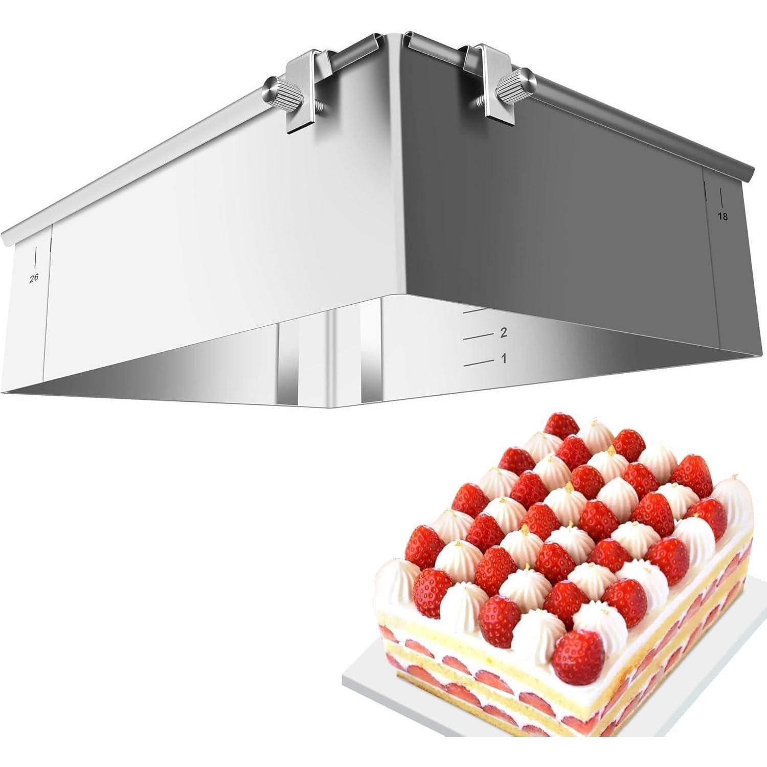 LuxusKollektion Backrahmen Backrahmen 8 cm verstellbar Edelstahl quadratische Kuchenform SEO