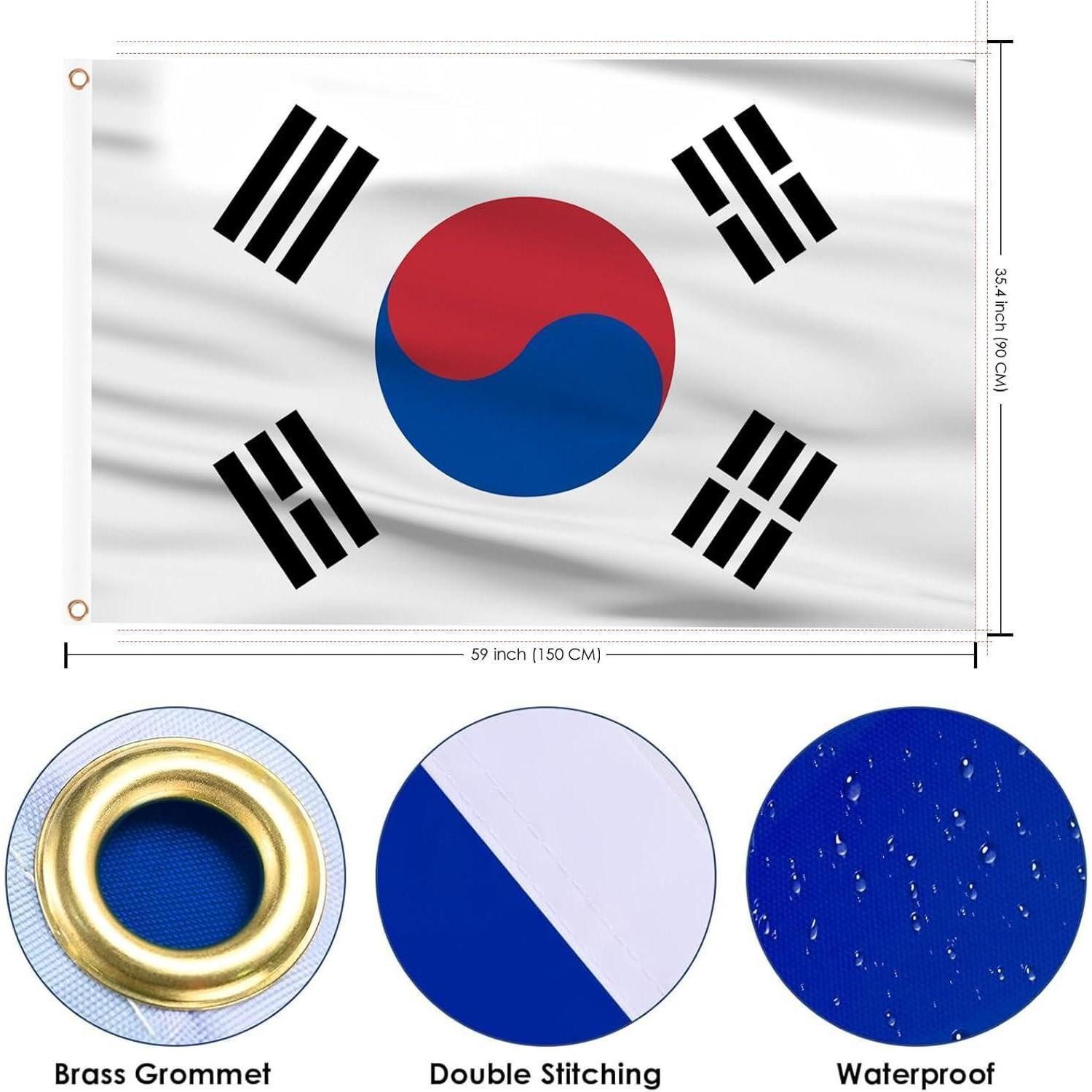 LuxusKollektion Flagge Flagge Südkorea 90x150 Ösen Fußball WM Deko 2025 2 Stück Korea
