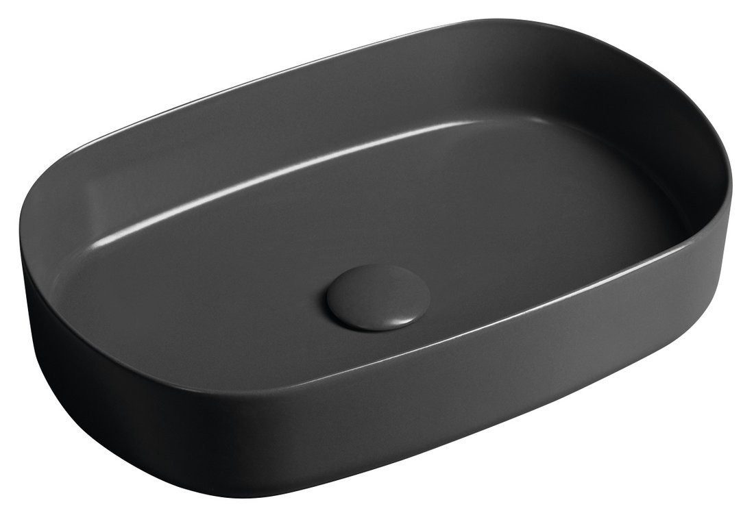 Isvea Waschtisch INFINITY OVAL Aufsatzwaschbecken 55x36cm, Anthrazit, Isvea-10NF65055-2C
