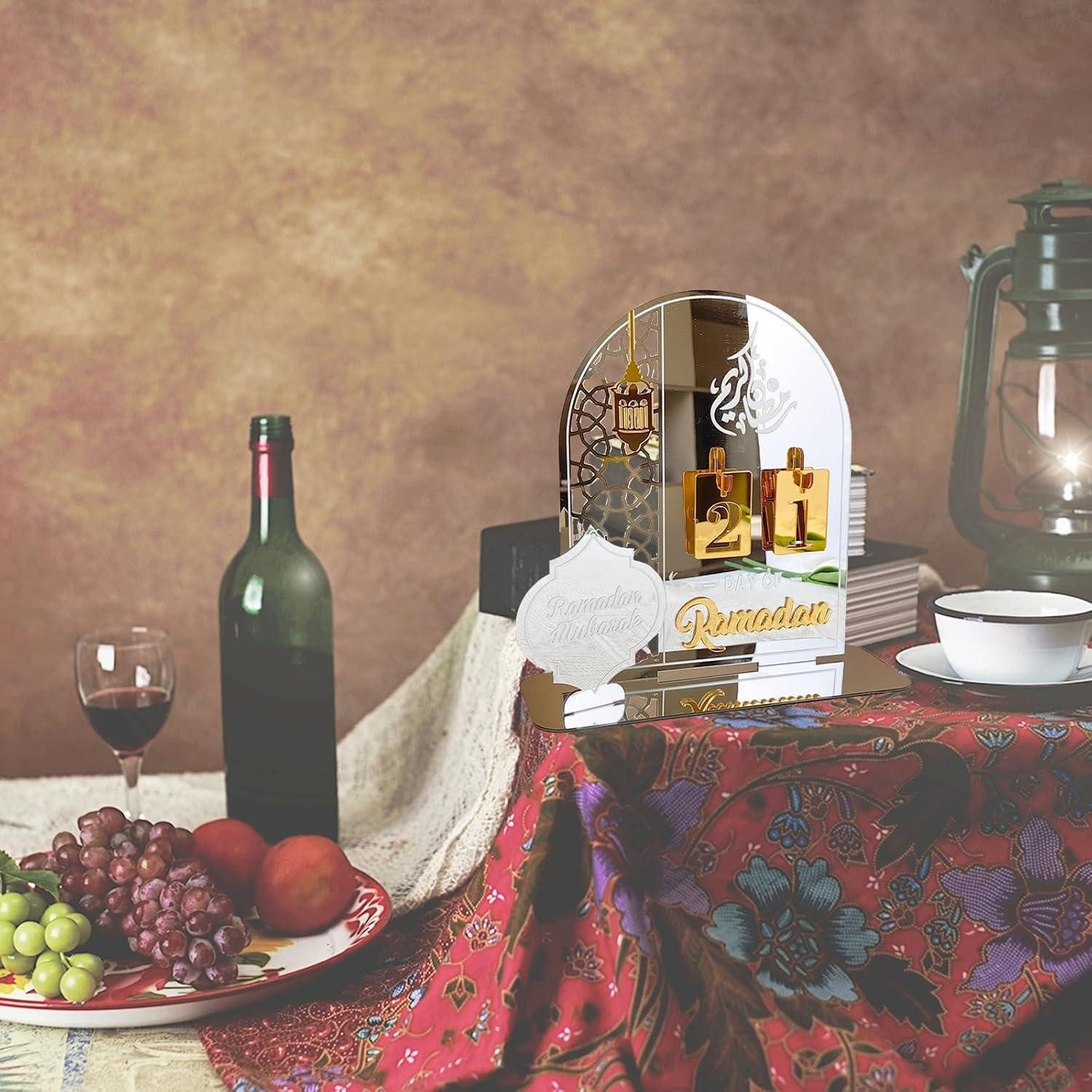 LuxusKollektion Adventskalender Adventskalender Ramadan Countdown Acryl Ornament Eid Deko Silber+Gold