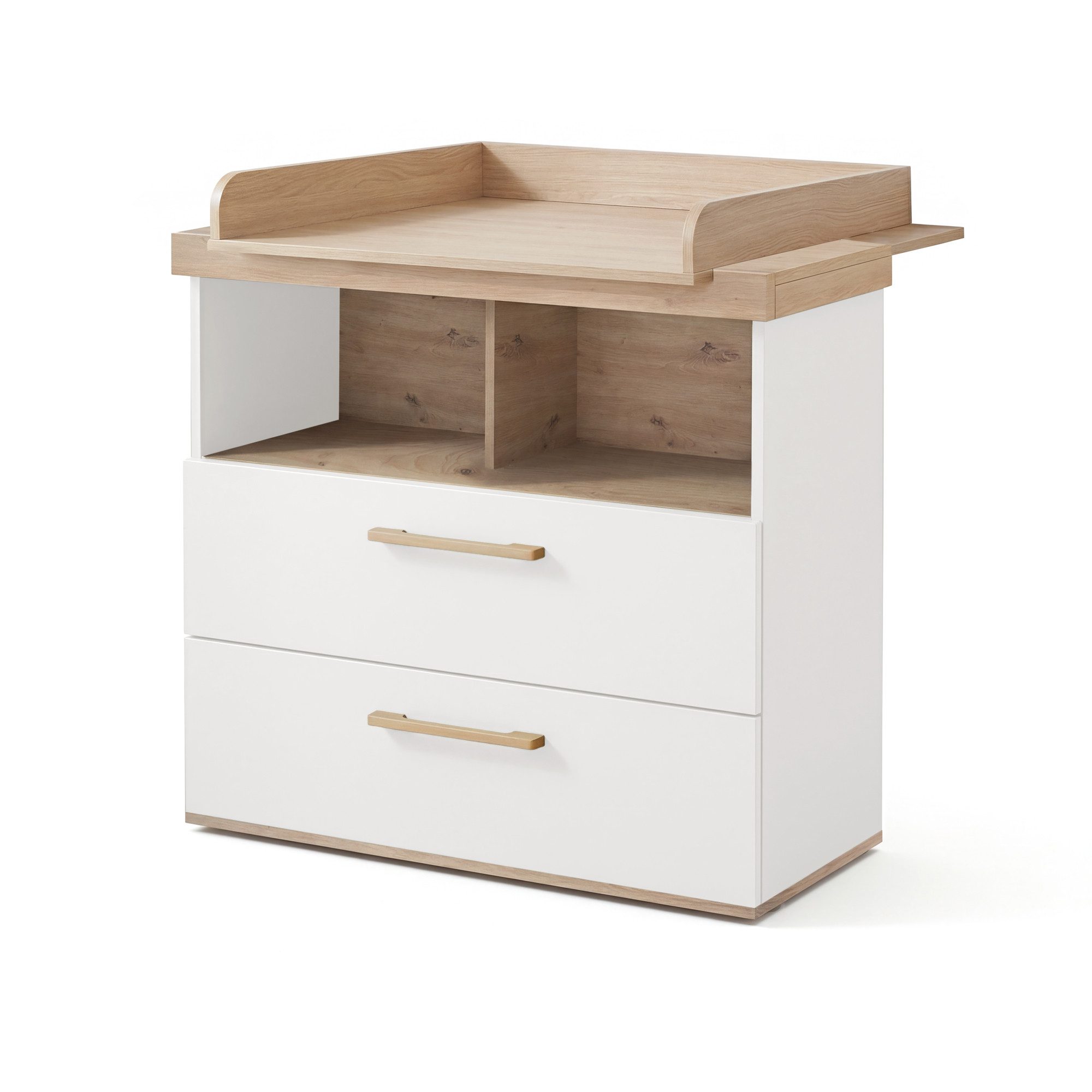roba® Wickelkommode Jimmy - aus Holz - Made in Europe - Wickeltisch - Blauer Engel, 2 Schubladen mit Soft-Close - offenes Fach - Wickelhöhe 93 cm
