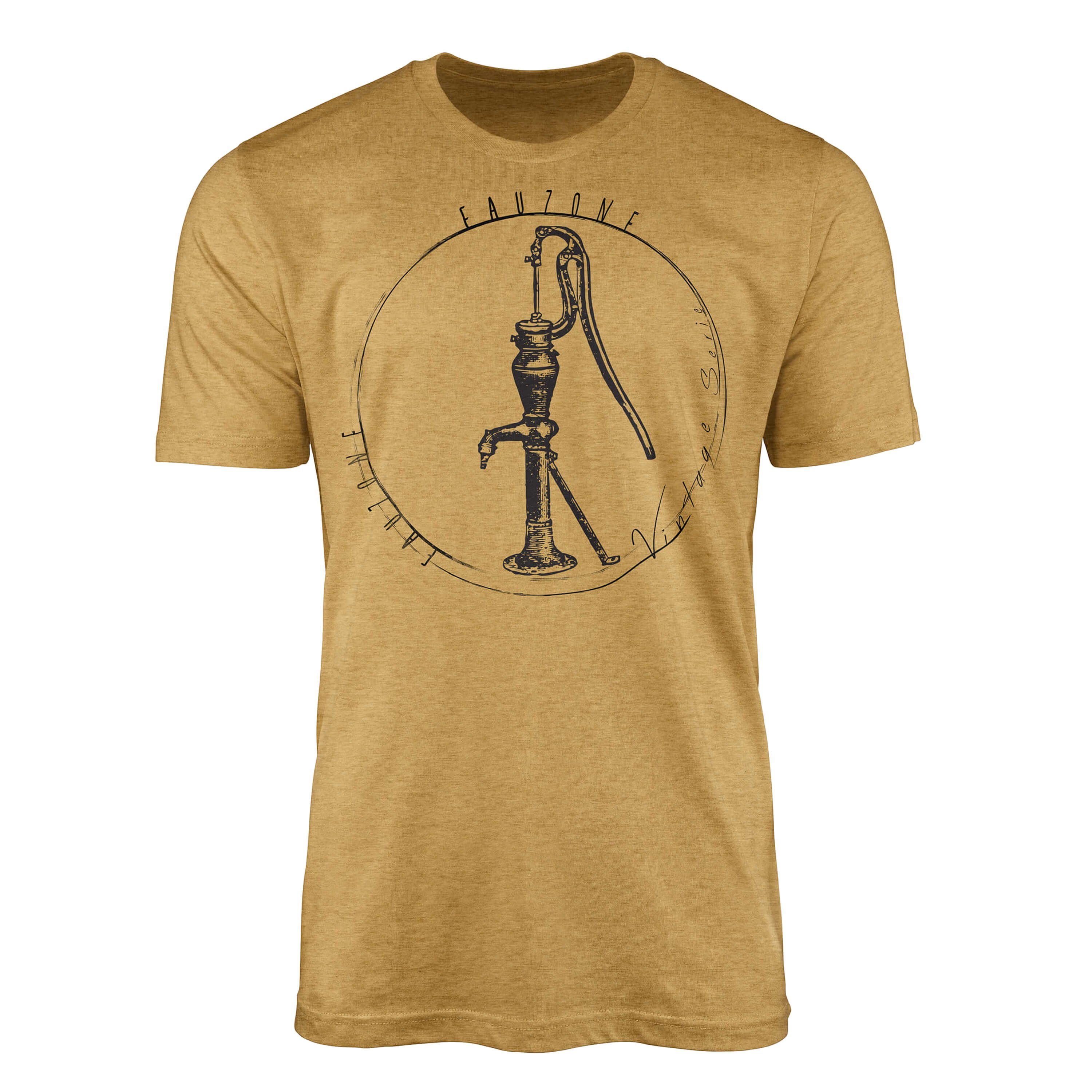 Antique Vintage Art T-Shirt Sinus Herren T-Shirt Pumpe Gold